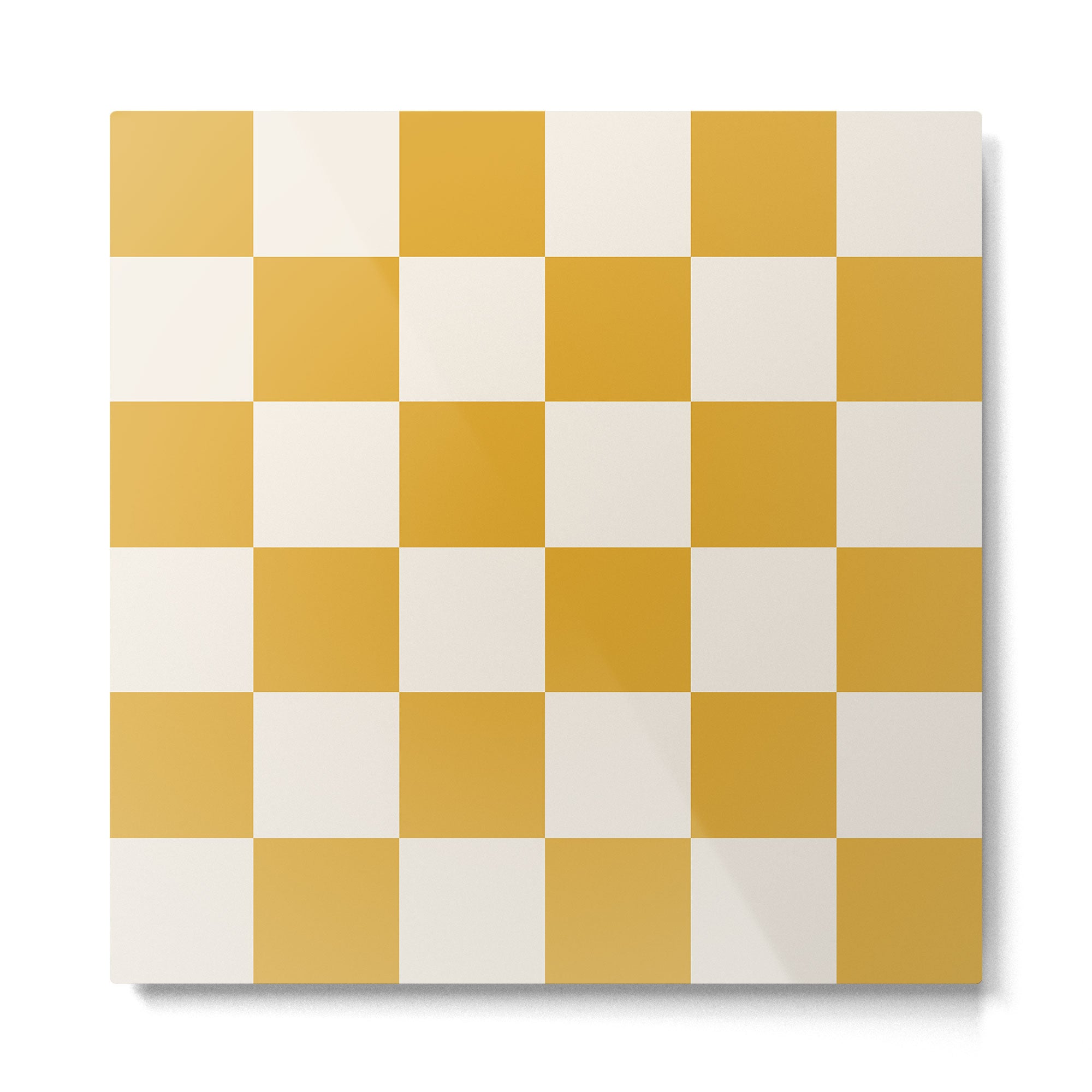 Checkered (Yellow Cream) Metal Print | TeksDecor