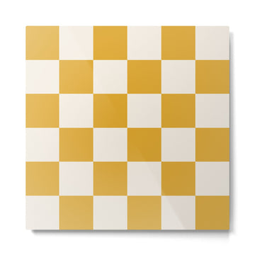Checkered (Yellow Cream) Metal Print | TeksDecor