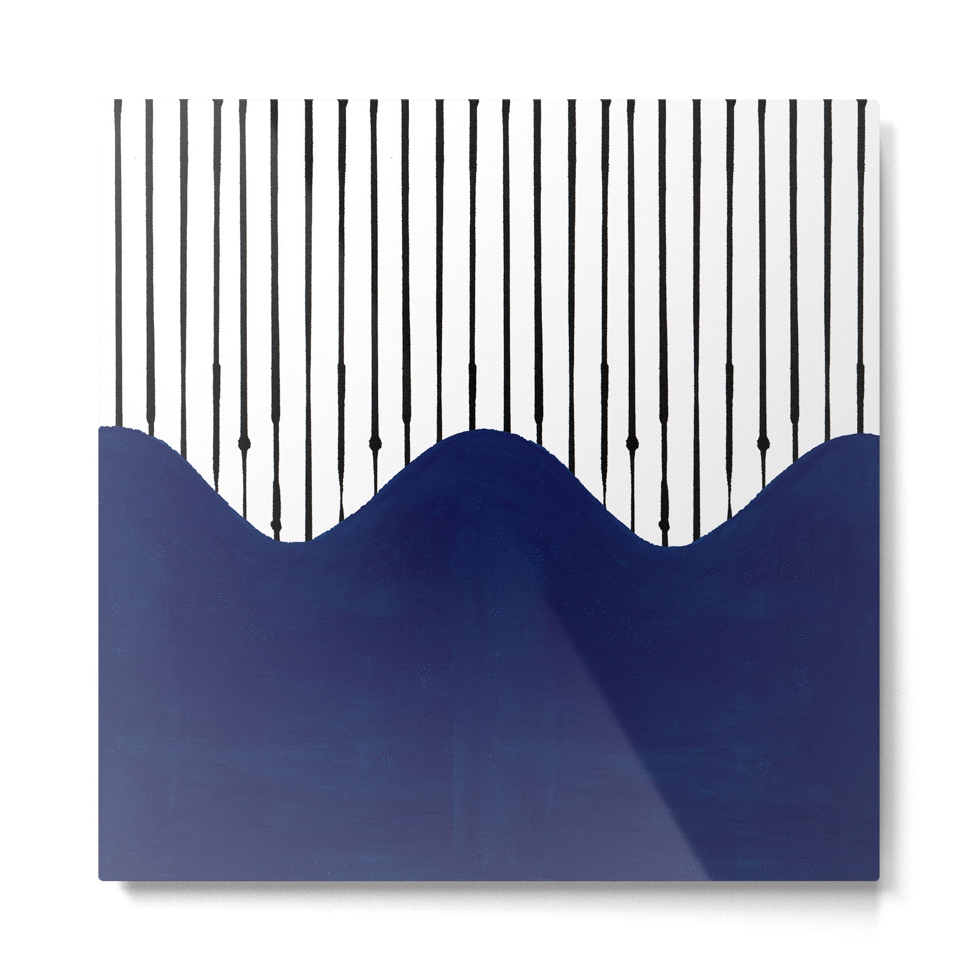 Lines and Wave (Blue) Metal Print | TeksDecor