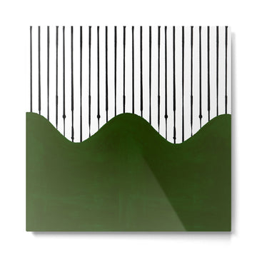 lines and wave (green) Metal Print | TeksDecor