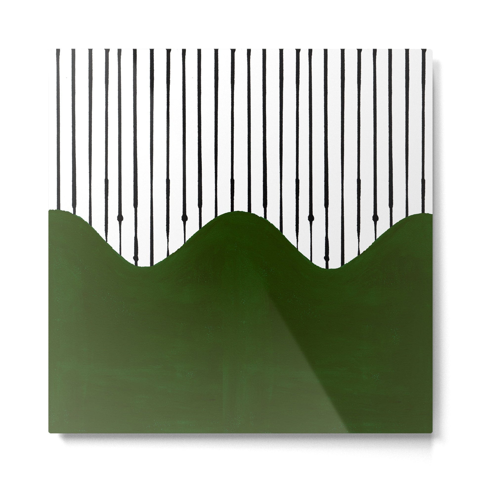 lines and wave (green) Metal Print | TeksDecor