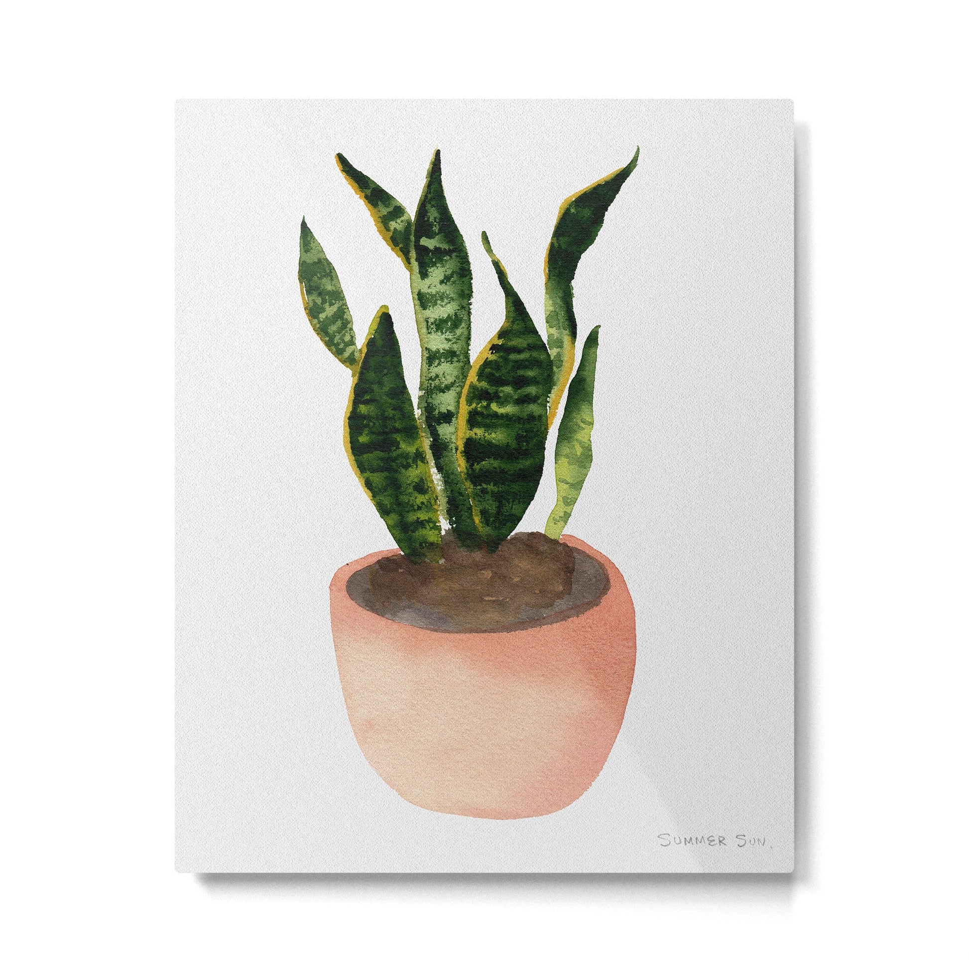 Snake plant watercolor painting Metal Print | TeksDecor