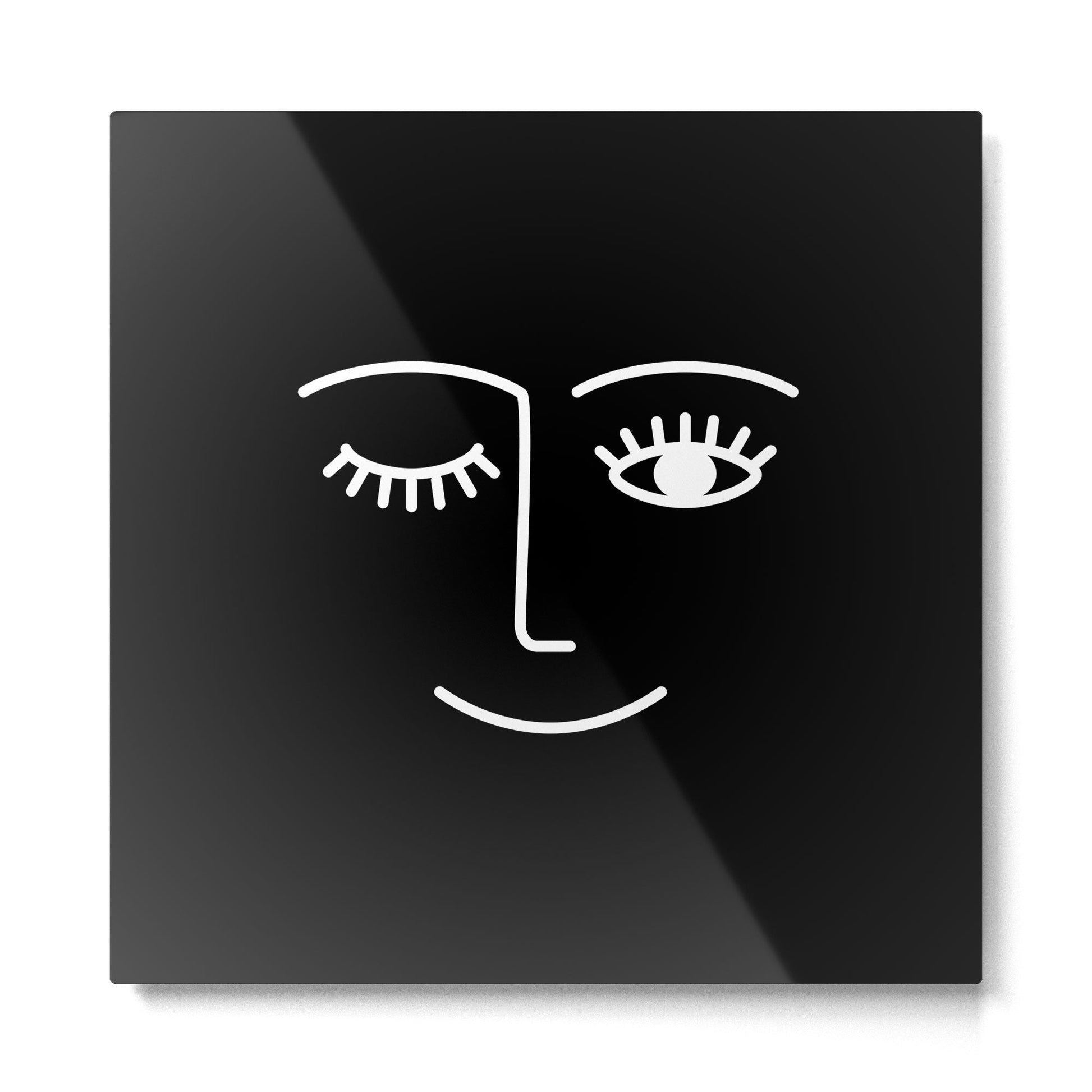 Wink (Black) Metal Print | TeksDecor