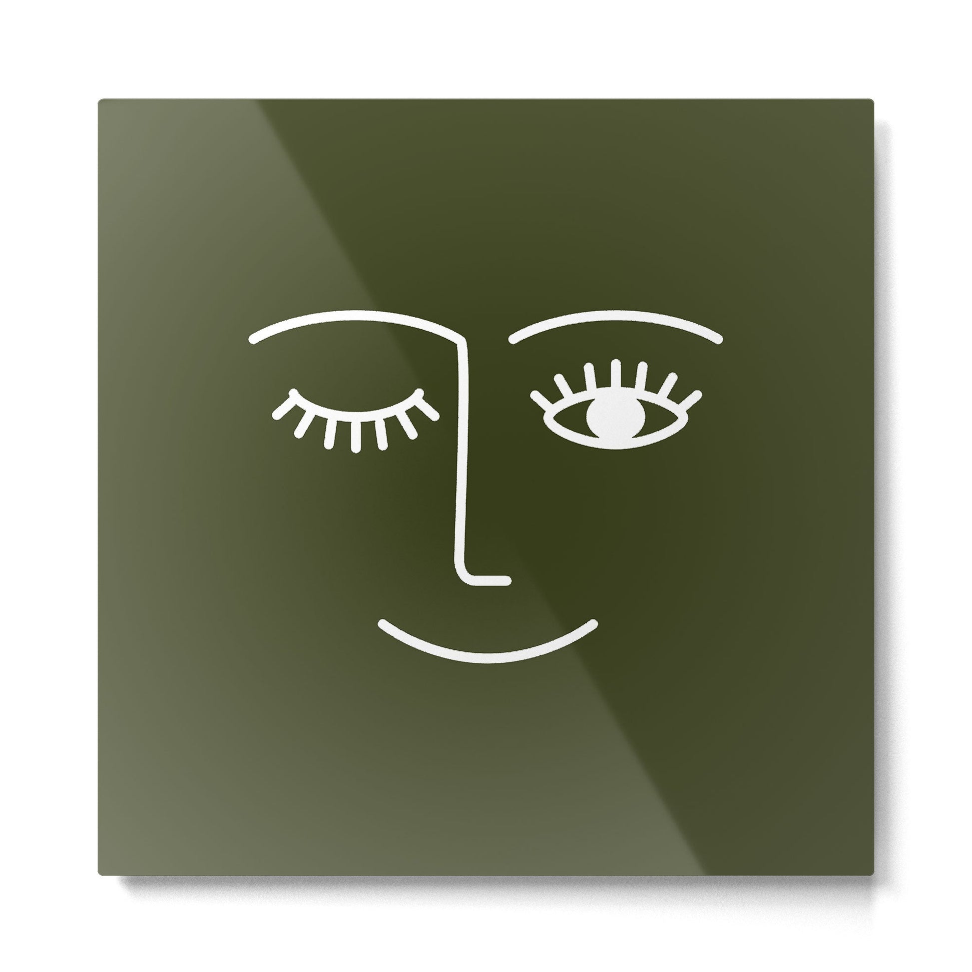 Wink (Olive Green) Metal Print | TeksDecor