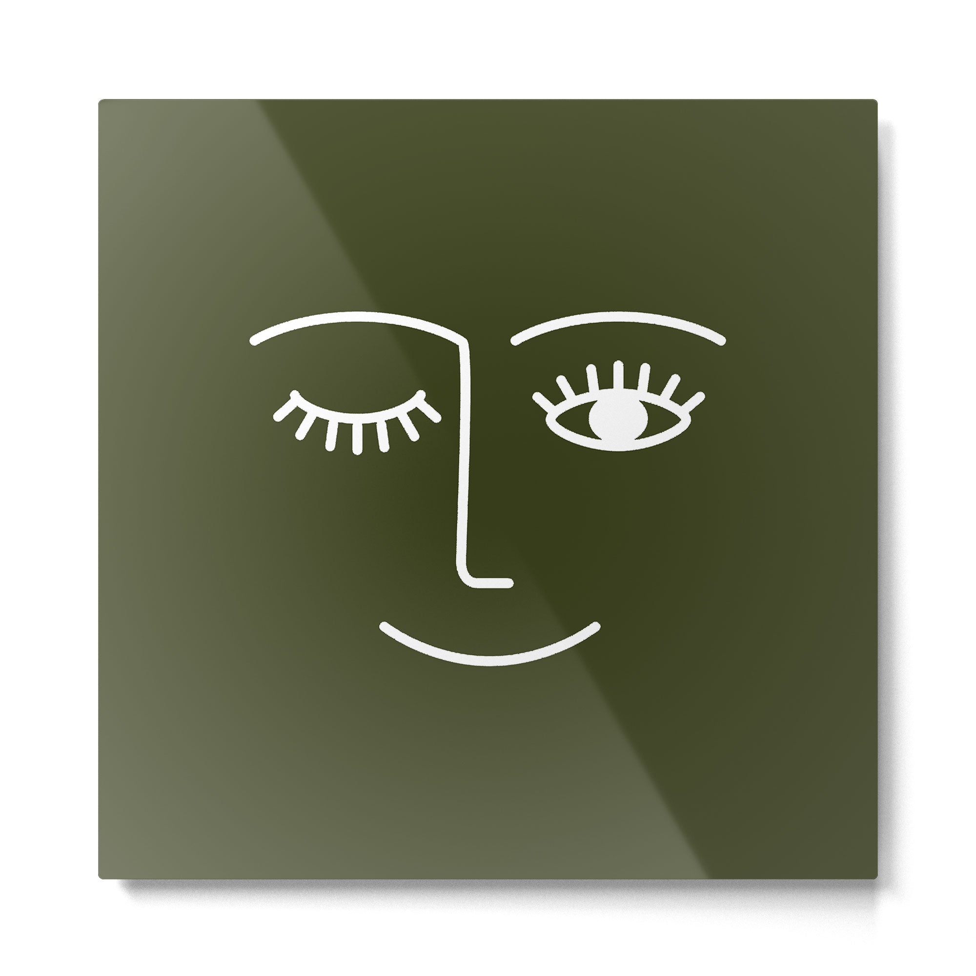 Wink (Olive Green) Metal Print | TeksDecor