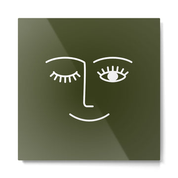 Wink (Olive Green) Metal Print | TeksDecor