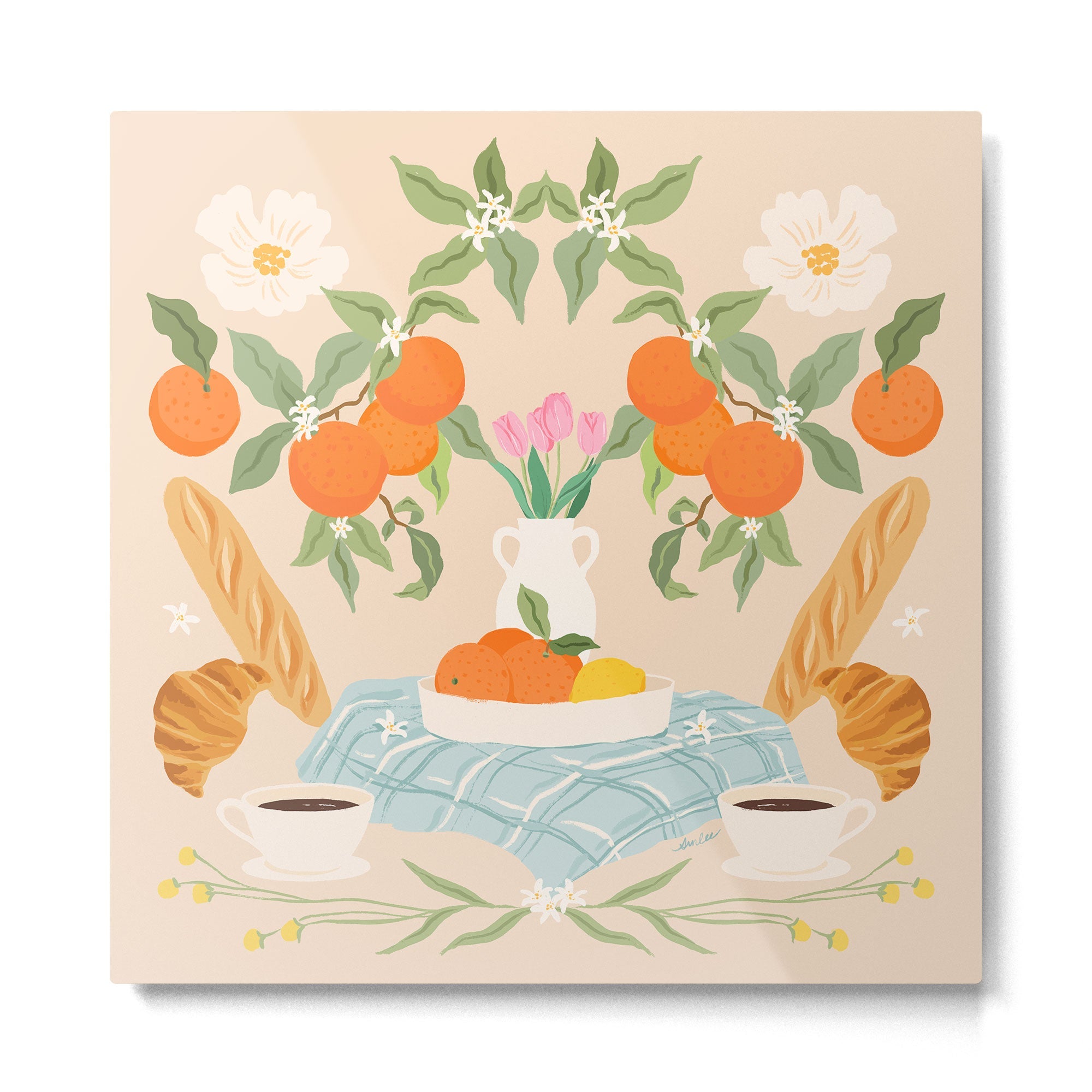 Breakfast and Flowers  Metal Print | TeksDecor