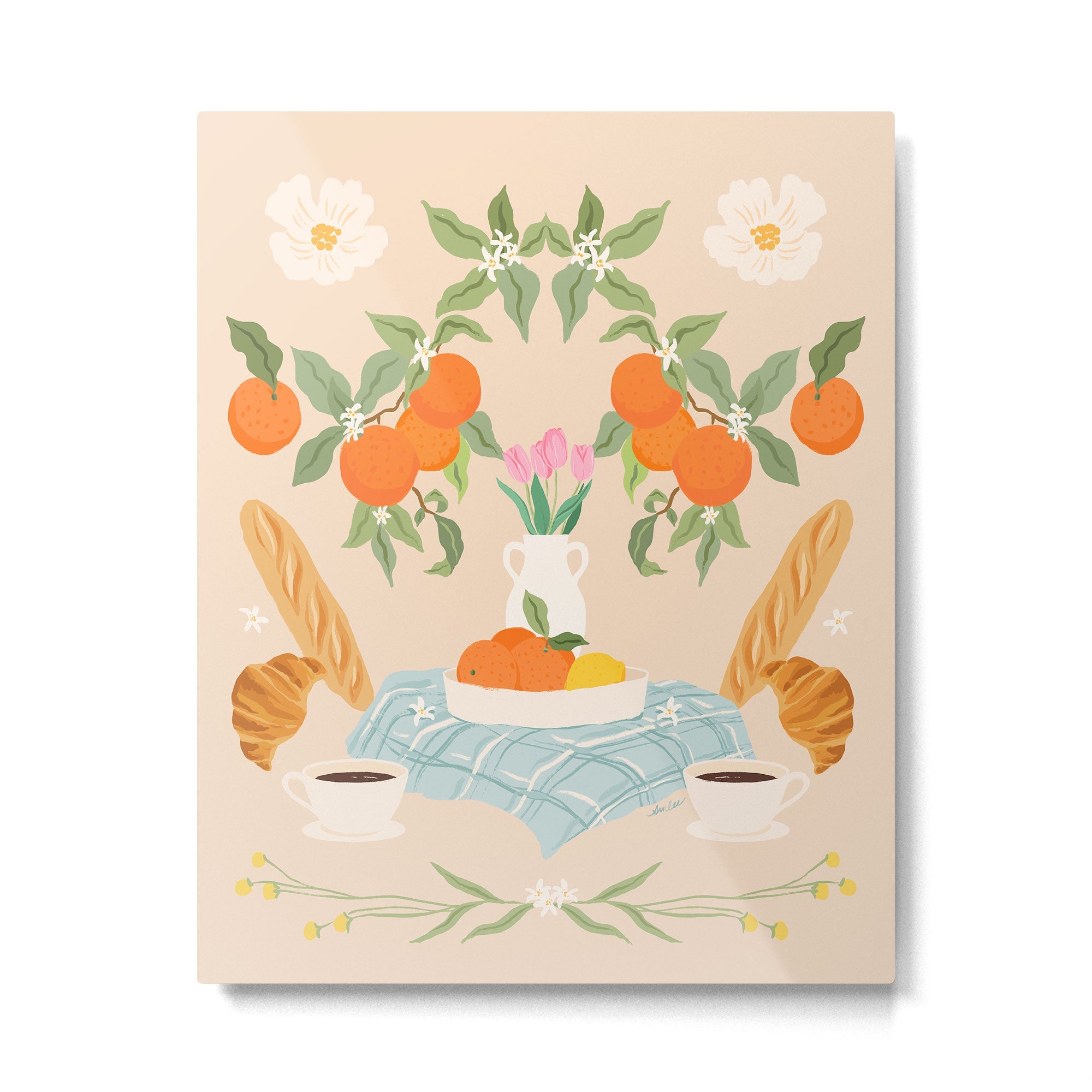 Breakfast and Flowers  Metal Print | TeksDecor