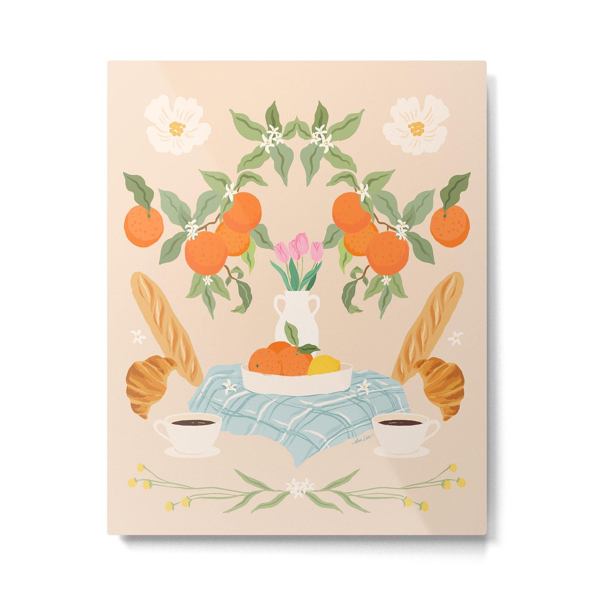 Breakfast and Flowers  Metal Print | TeksDecor