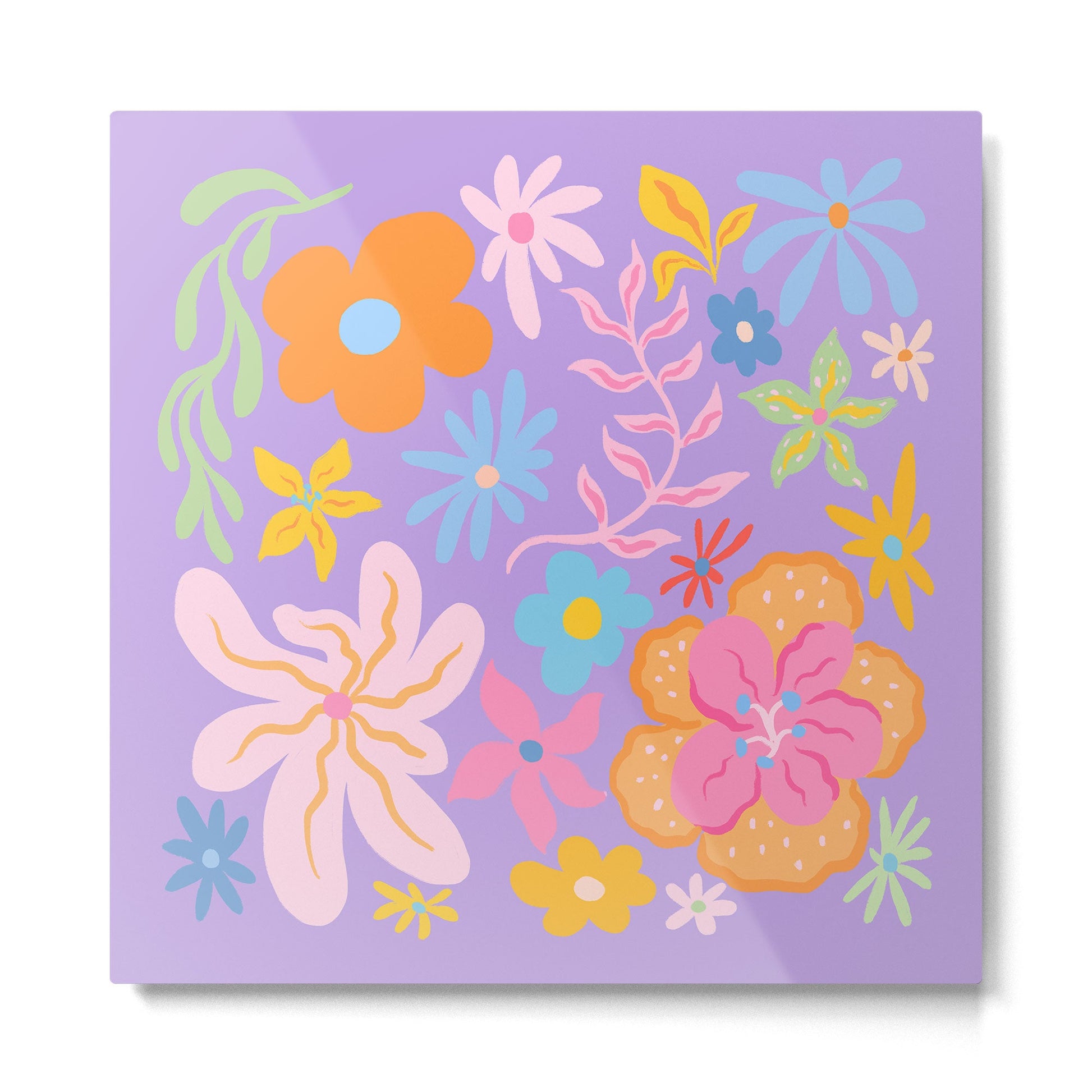 Candy Flowers Lilac Metal Print | TeksDecor
