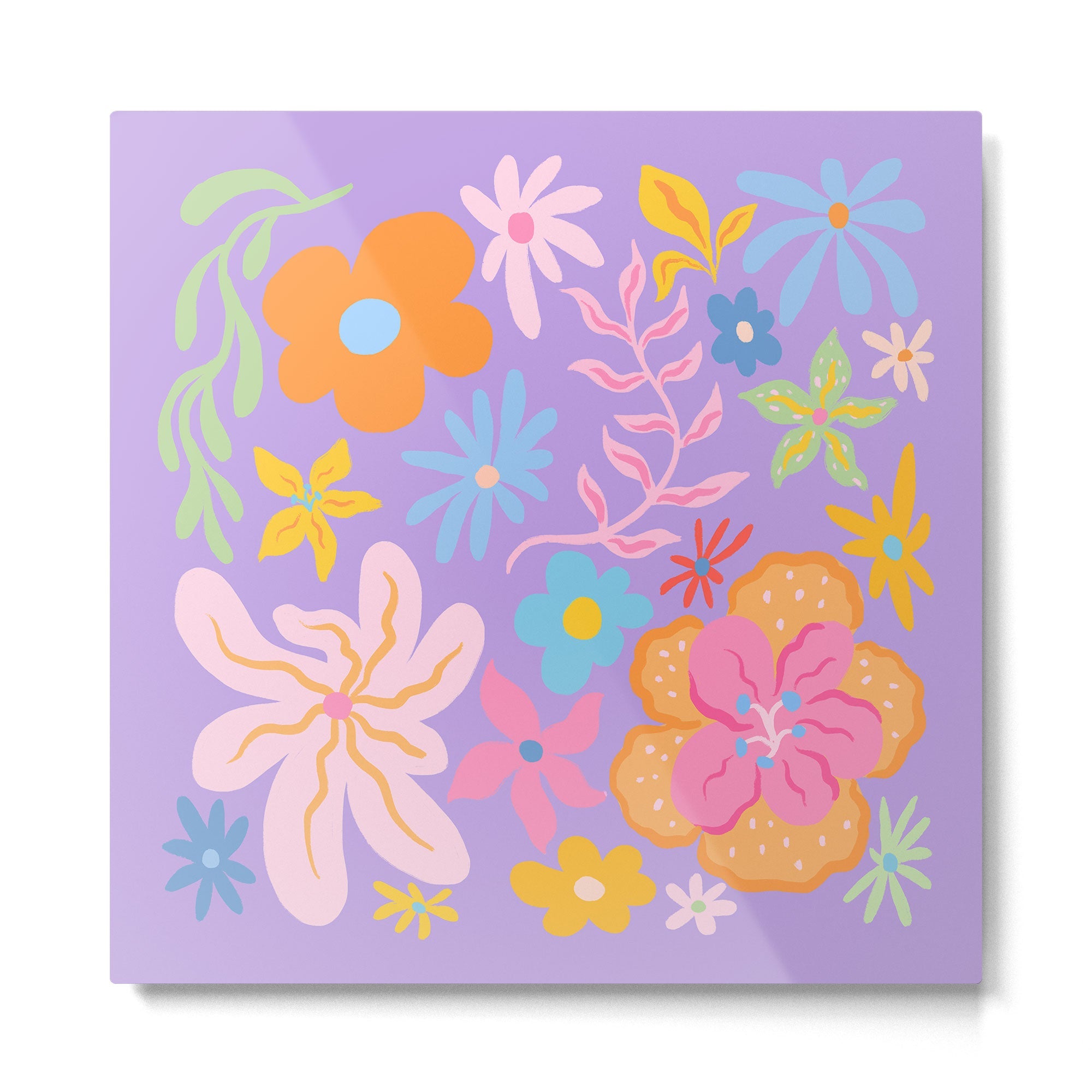 Candy Flowers Lilac Metal Print | TeksDecor