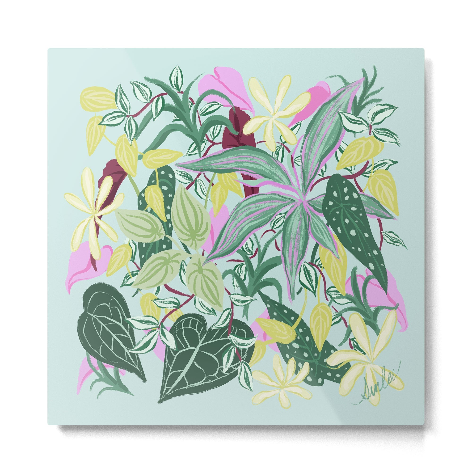 Crowded Houseplants Metal Print | TeksDecor