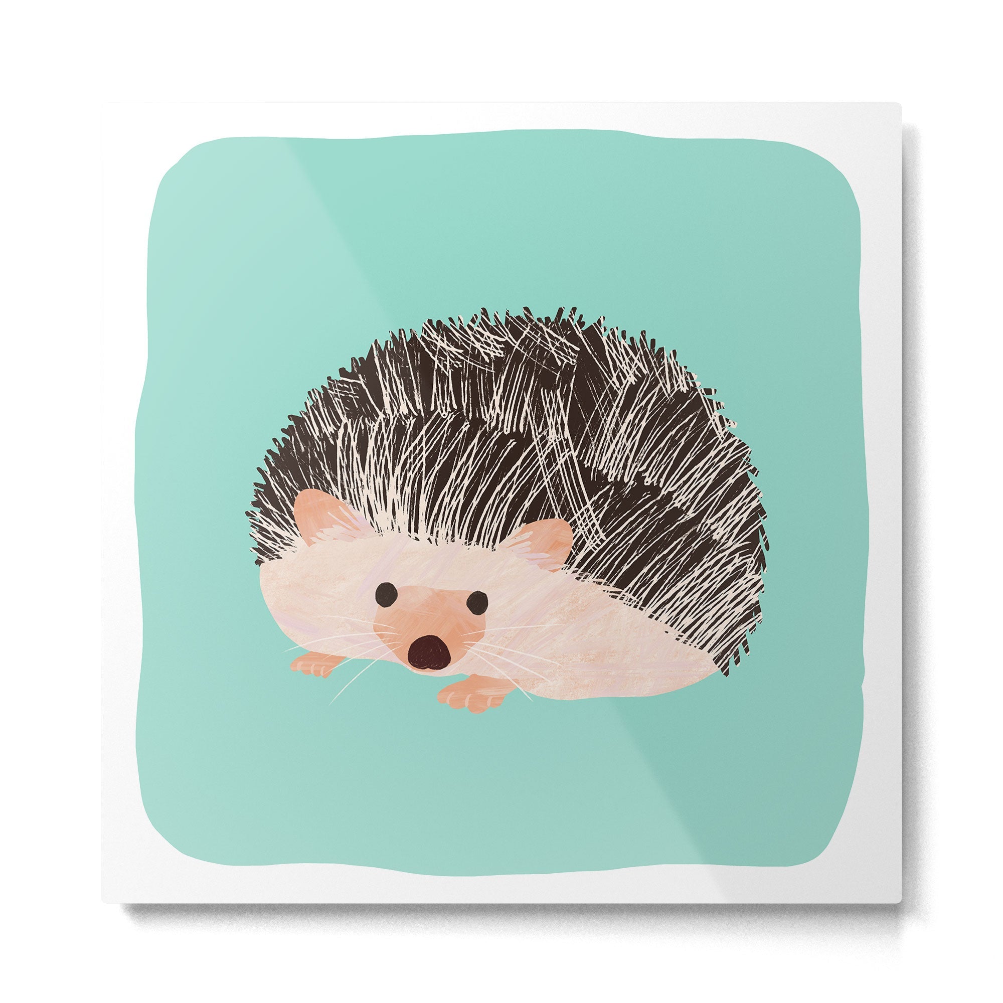 Hedgehog Turquoise Metal Print | TeksDecor