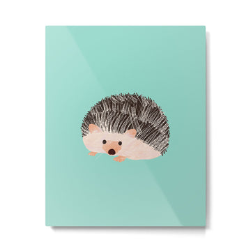 Hedgehog Turquoise Metal Print | TeksDecor