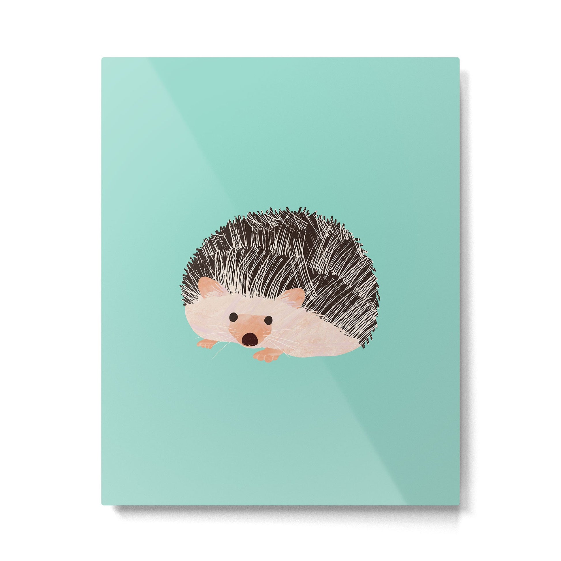 Hedgehog Turquoise Metal Print | TeksDecor