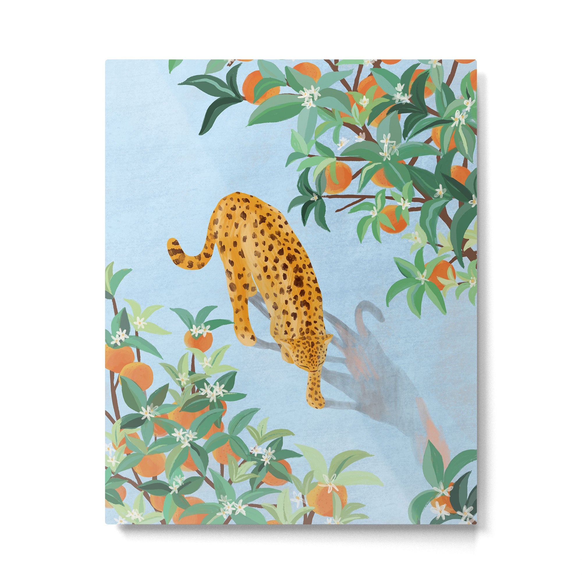 Leopard and Orange Trees Metal Print | TeksDecor