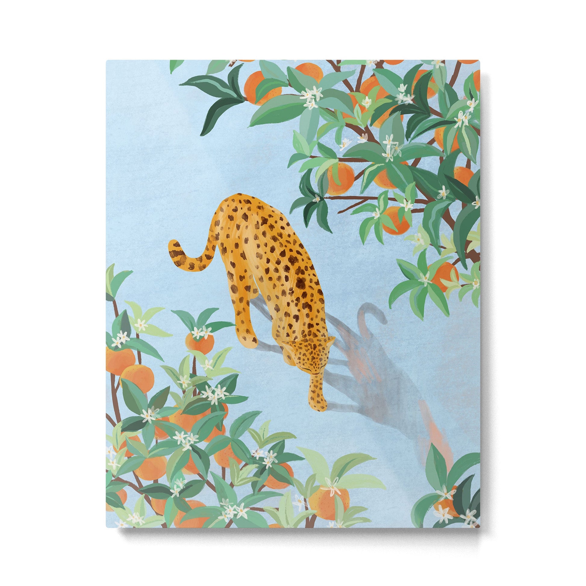Leopard and Orange Trees Metal Print | TeksDecor
