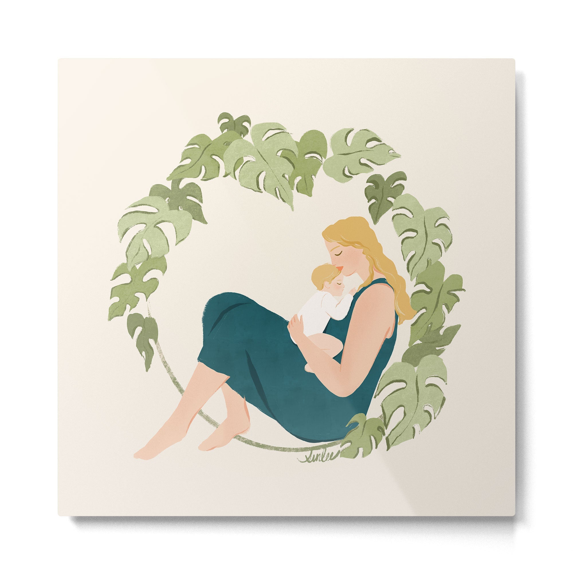Maternal Bond (Blond) Metal Print | TeksDecor