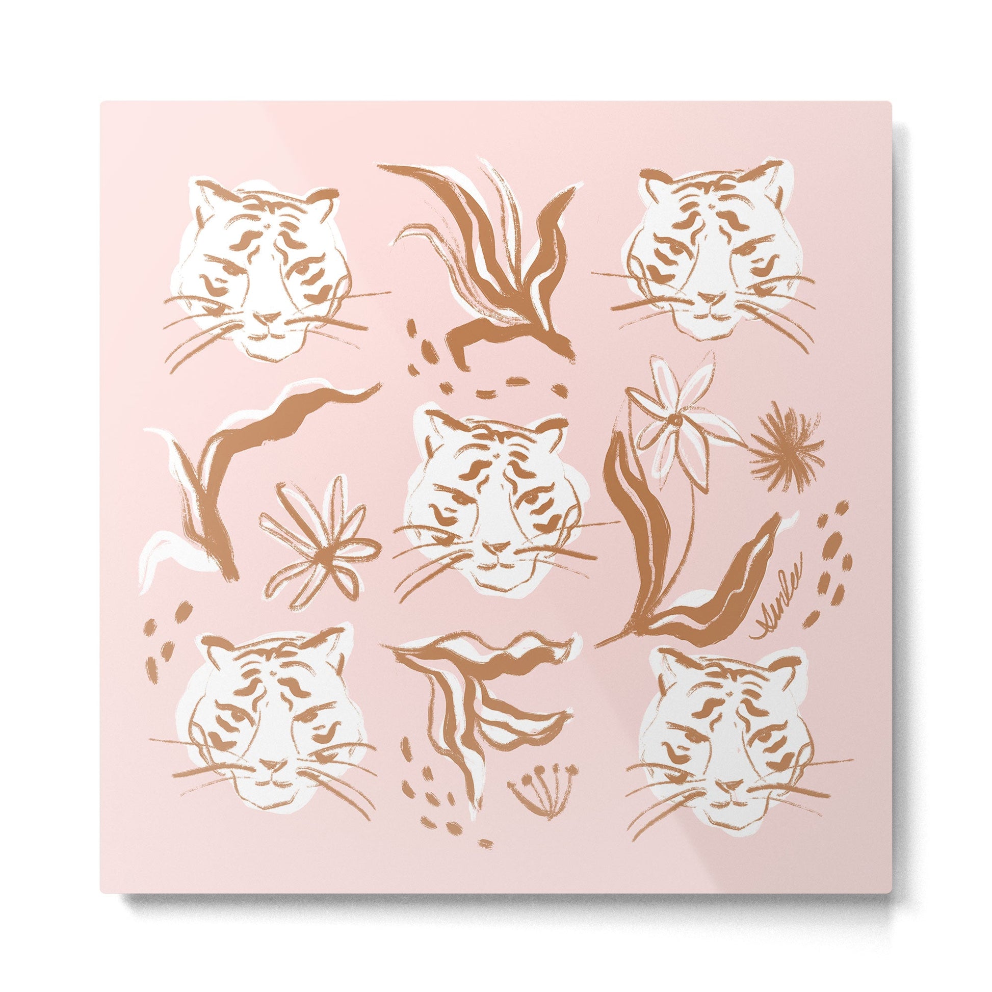 Pink Abstract Tiger Pattern Metal Print | TeksDecor
