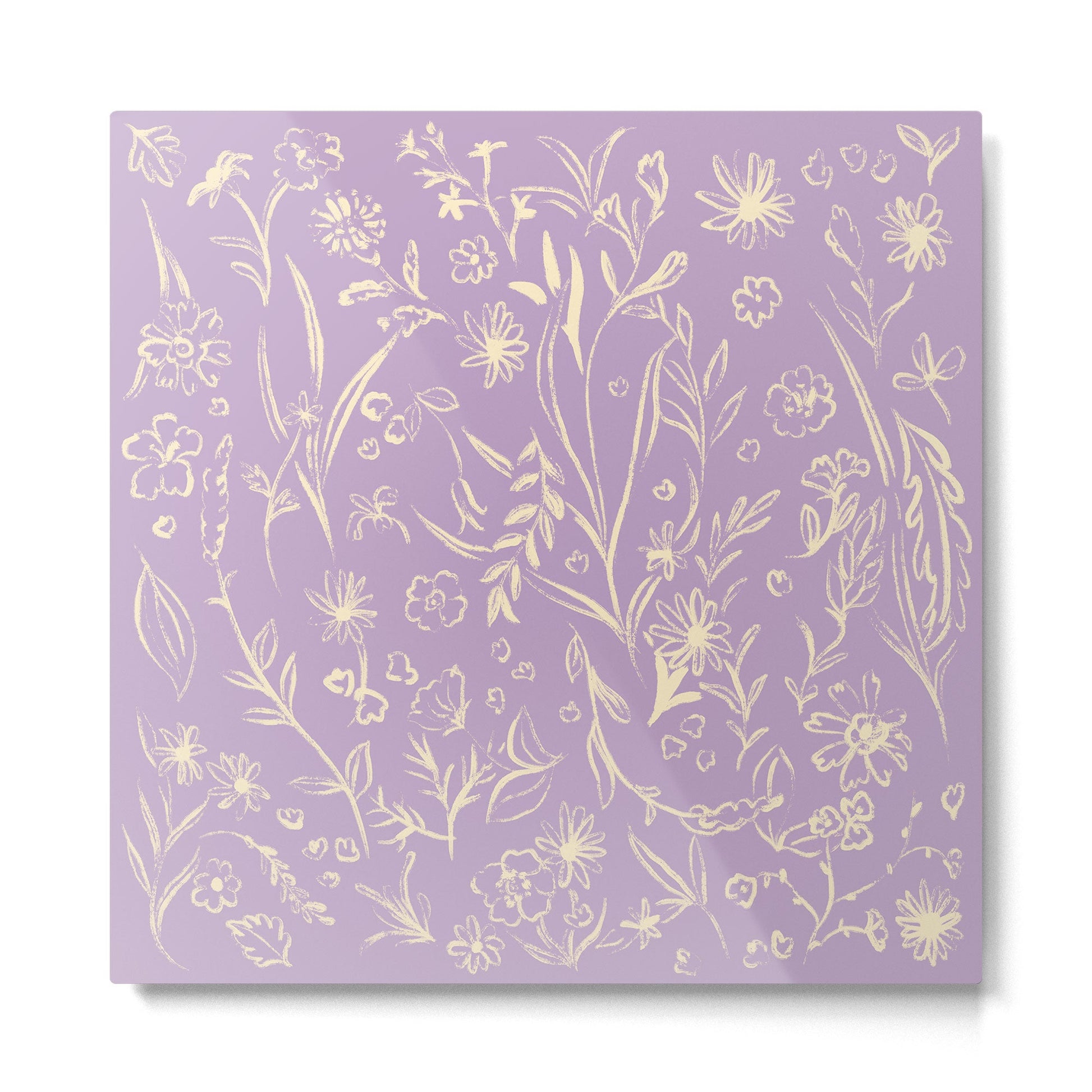 Wild Garden Drawing (Lilac) Metal Print | TeksDecor