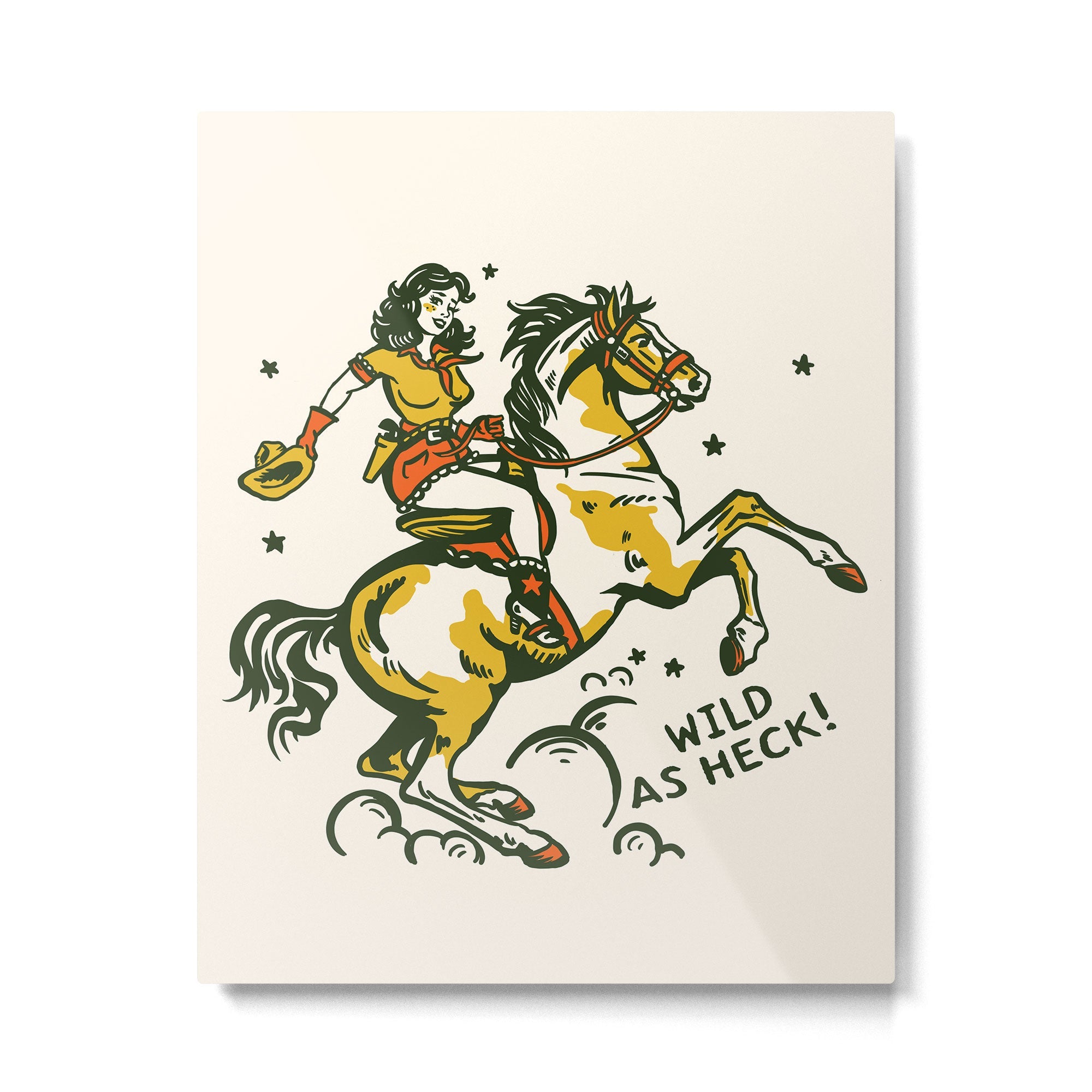 "Wild As Heck" A Cowgirl & Her Horse Metal Print | TeksDecor