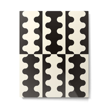 Abstract Mid-Century Black & White Wavy Pattern Metal Print | TeksDecor