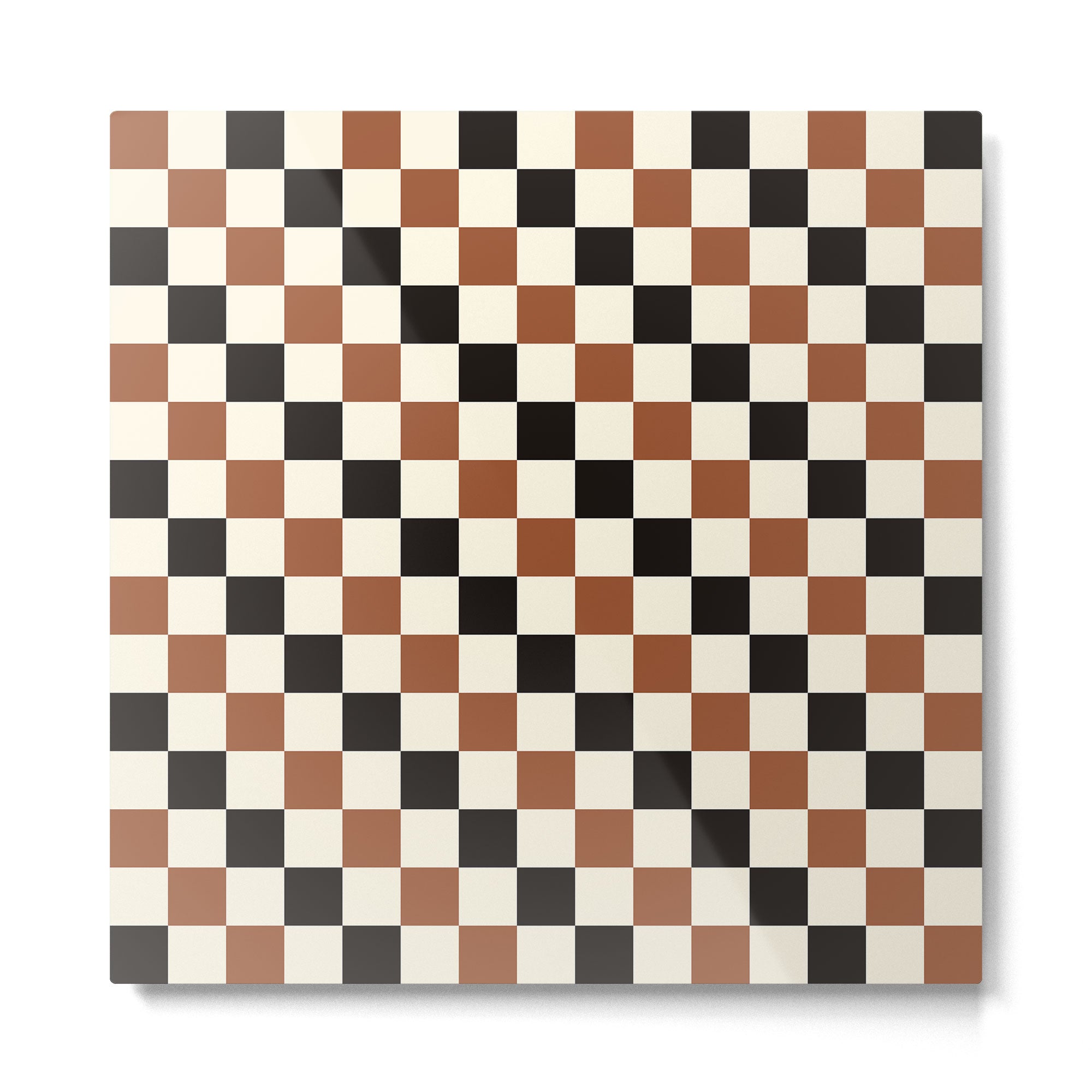 Black & Brown Check Metal Print | TeksDecor