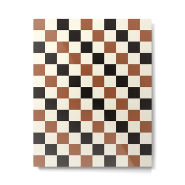 Black & Brown Check Metal Print | TeksDecor