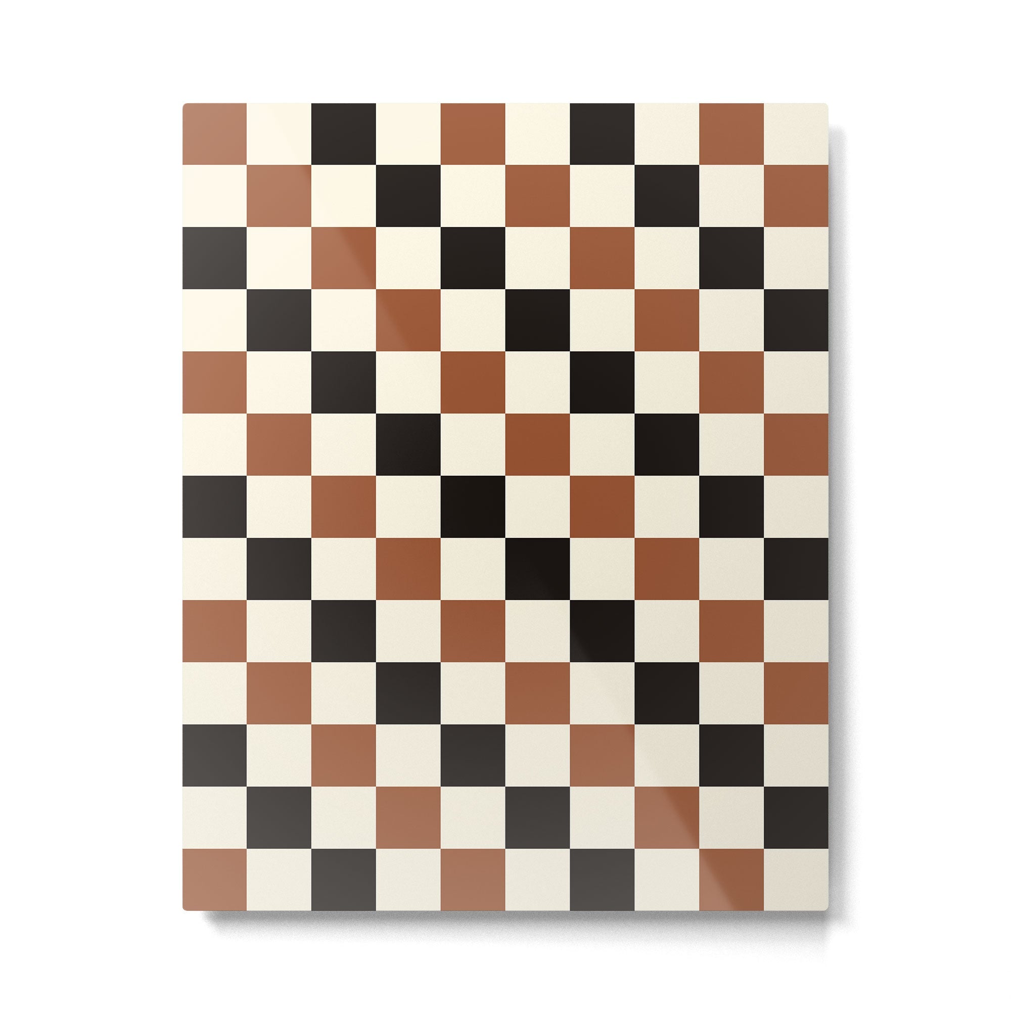 Black & Brown Check Metal Print | TeksDecor