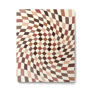 Coffee Brown Swirl Checker Metal Print | TeksDecor