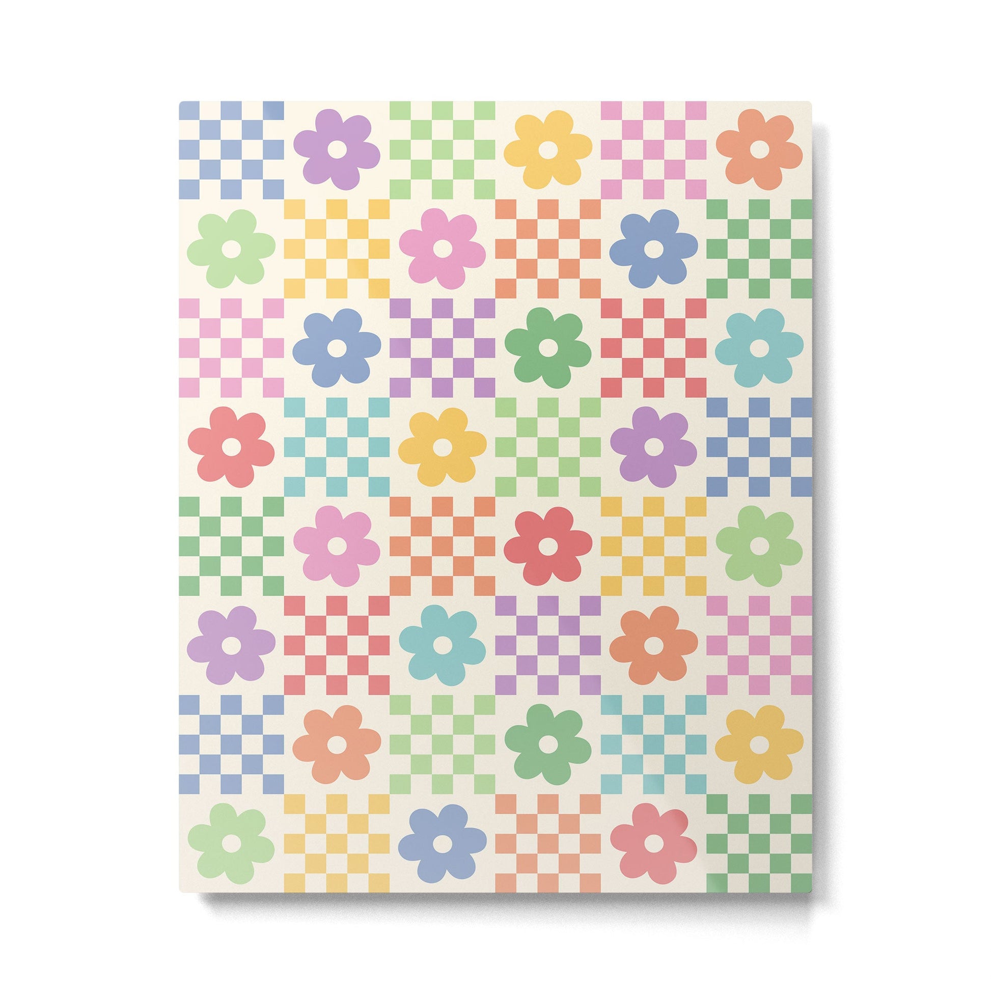 Colorful Flowers Double Checker Metal Print | TeksDecor