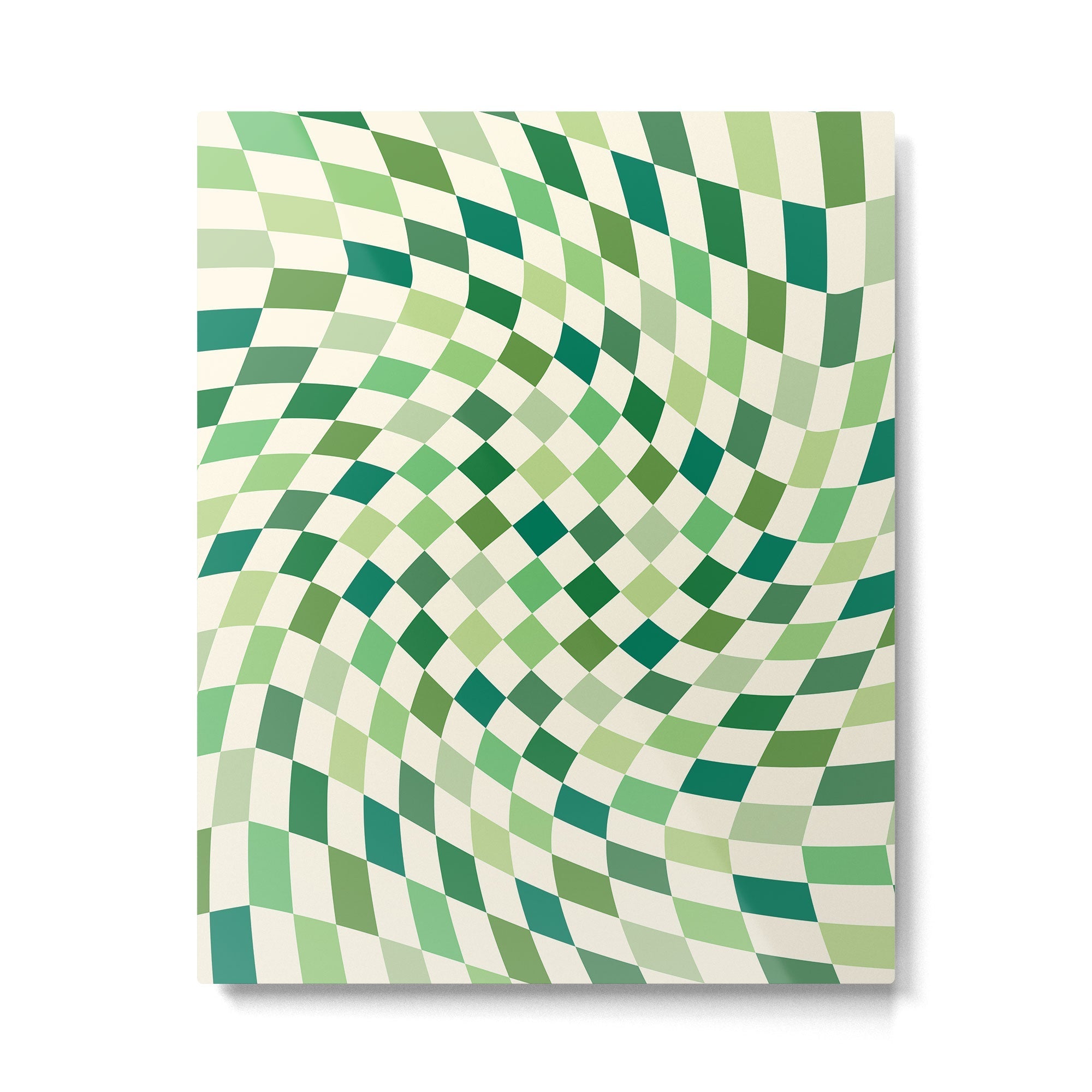 Green Checkered Swirl Metal Print | TeksDecor