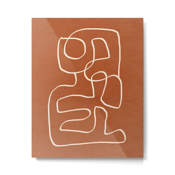 Abstract line art 15 Terracotta Metal Print | TeksDecor