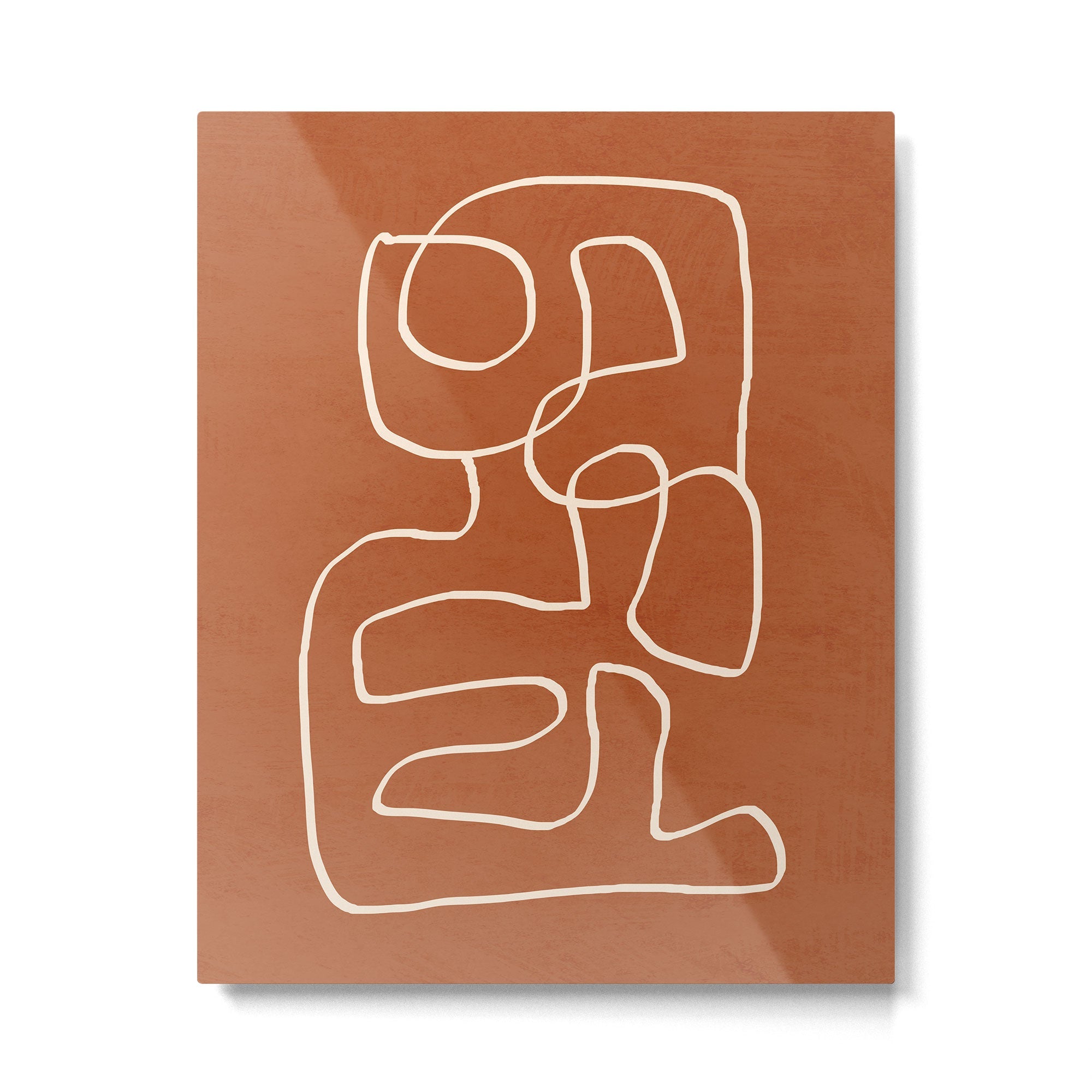 Abstract line art 15 Terracotta Metal Print | TeksDecor