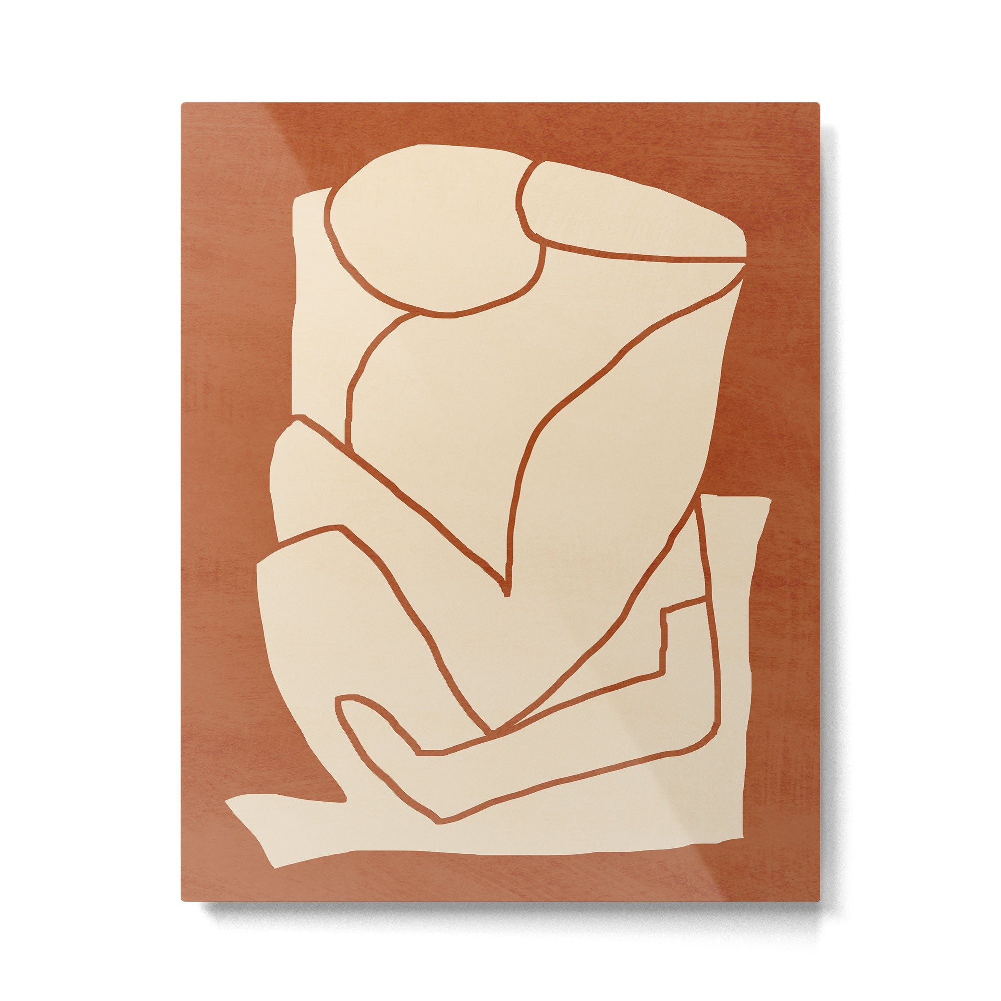 Abstract line art 2 Terracotta 2 Metal Print | TeksDecor