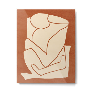 Abstract line art 2 Terracotta 2 Metal Print | TeksDecor