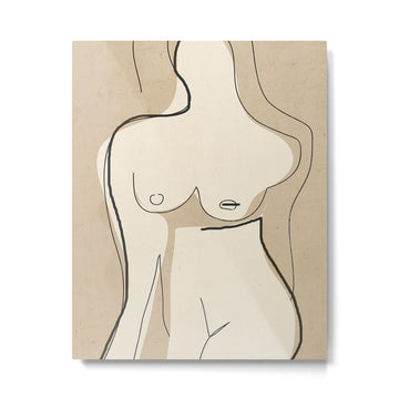 Abstract Line Art Nude Beige Metal Print | TeksDecor