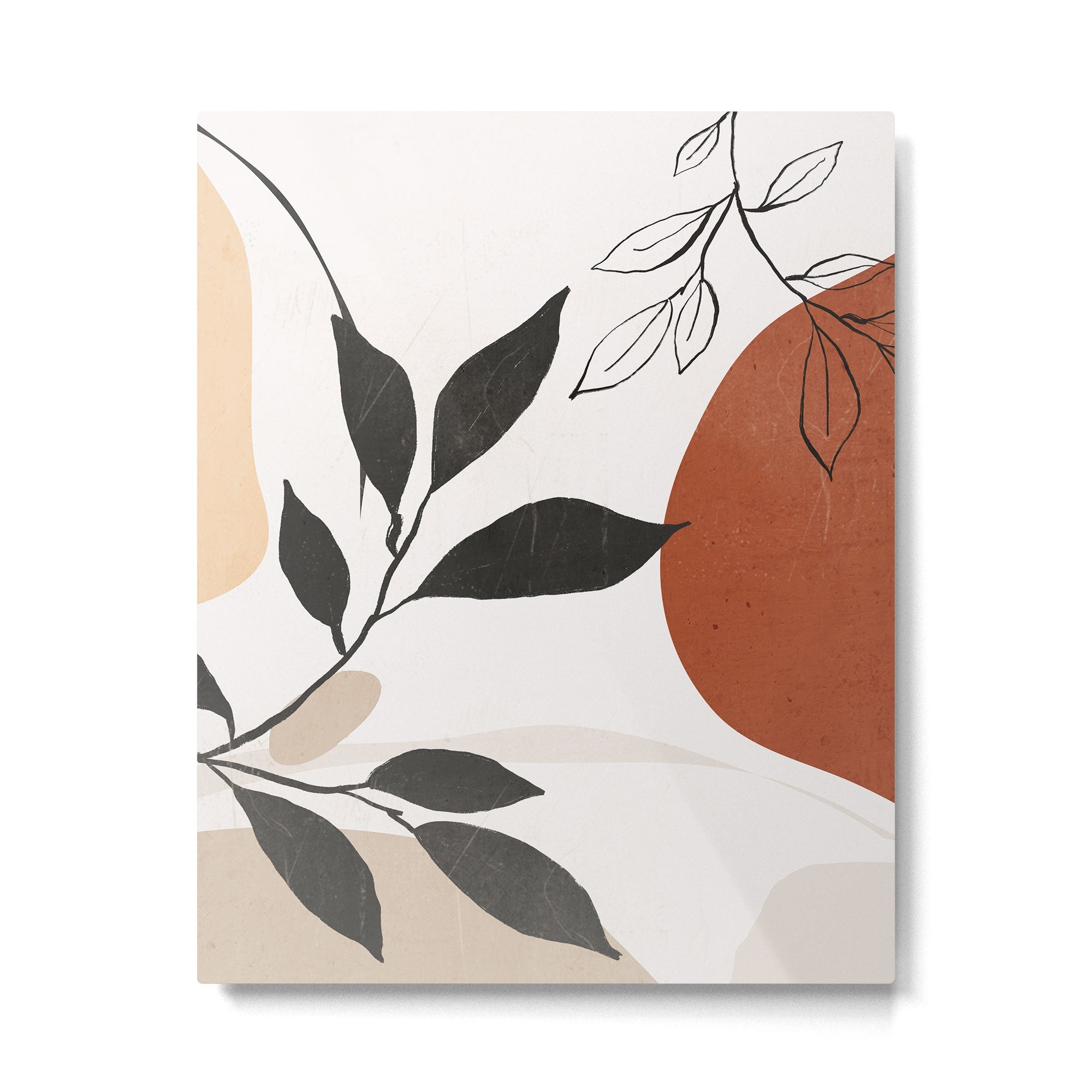 Abstract Shapes and Leaves 2 Metal Print | TeksDecor