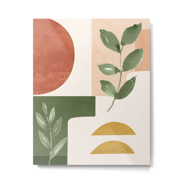 Abstract Shapes and Leaves Metal Print | TeksDecor