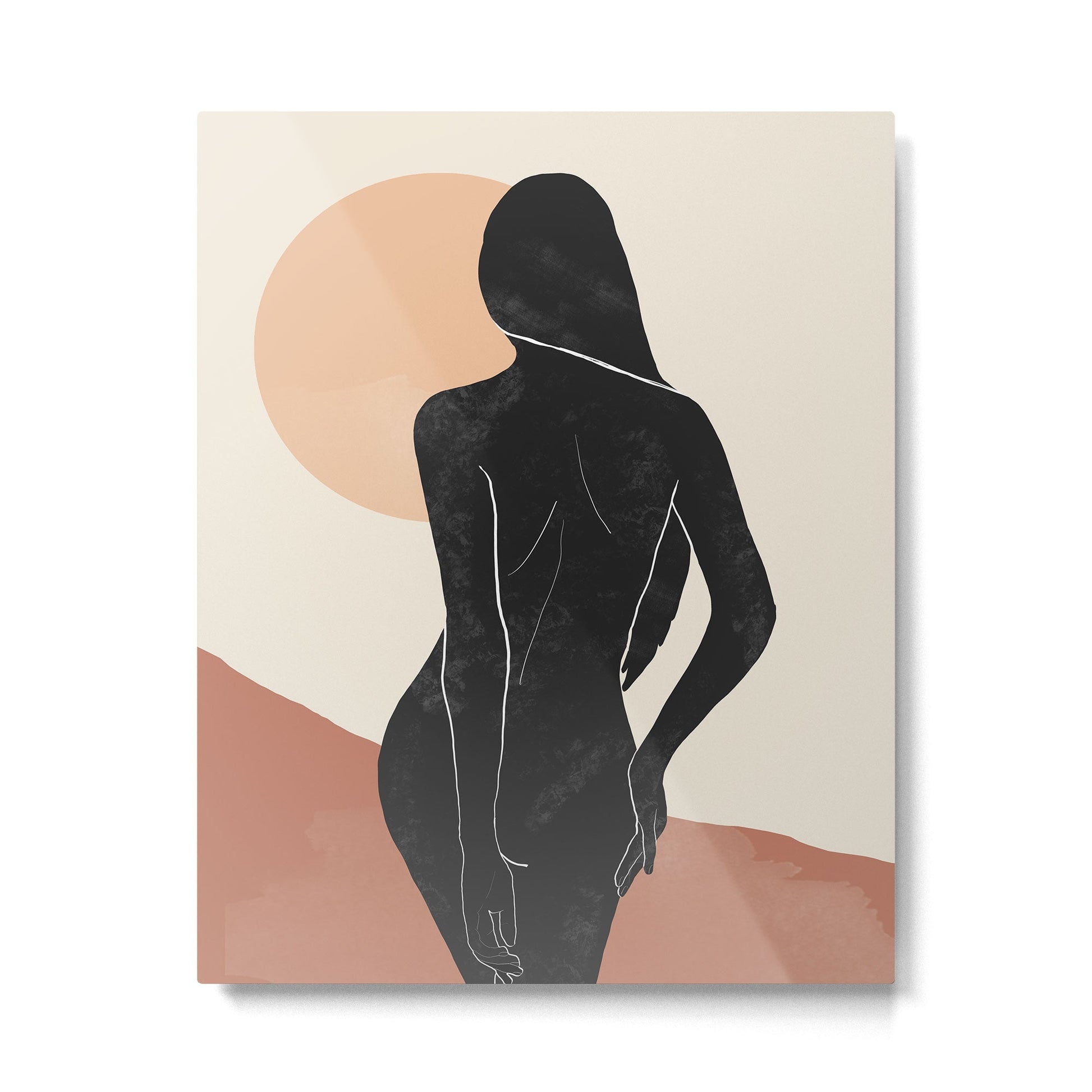 Minimal Abstract Art Nude Woman Metal Print | TeksDecor