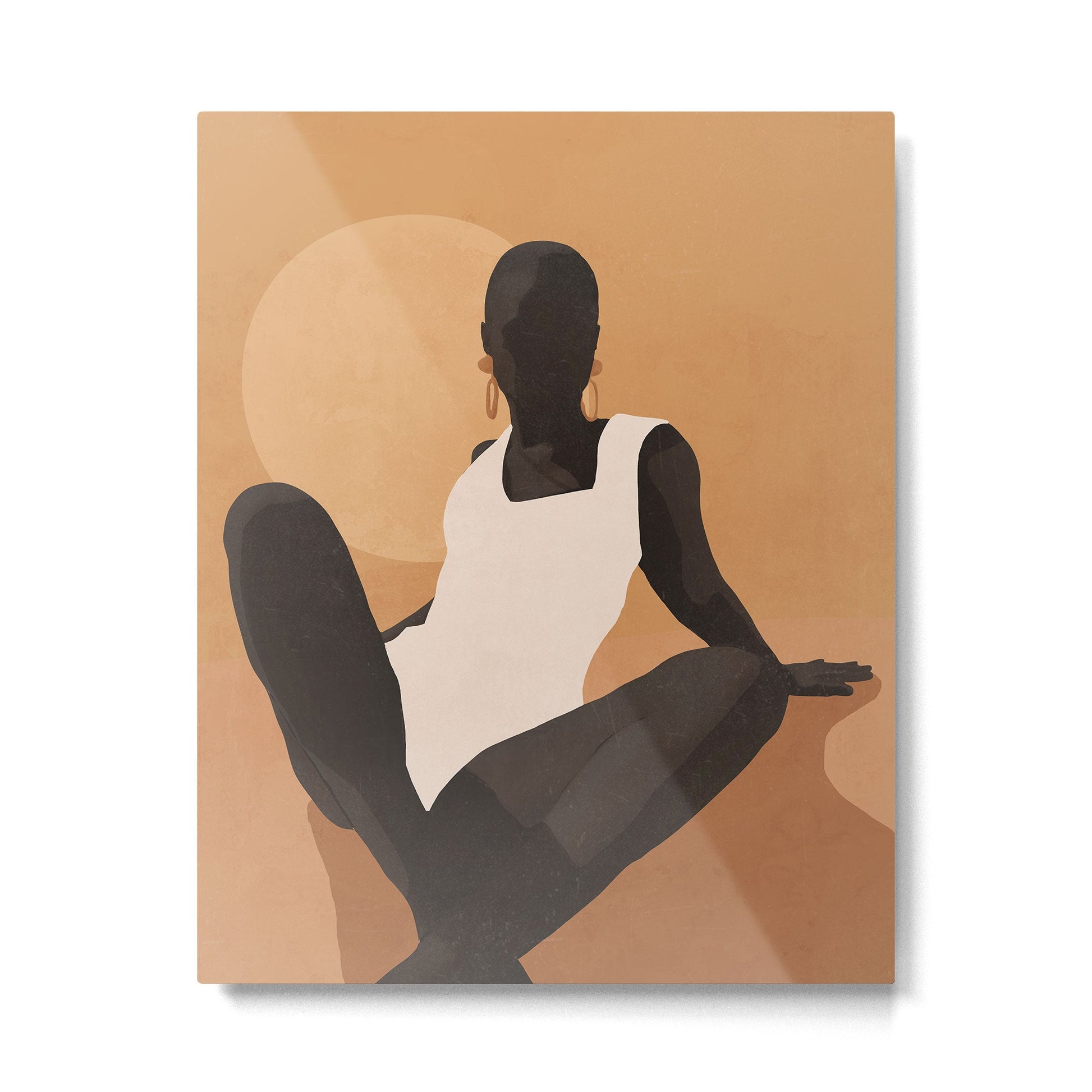 Minimal Abstract Art Sunset Girl 4 Metal Print | TeksDecor