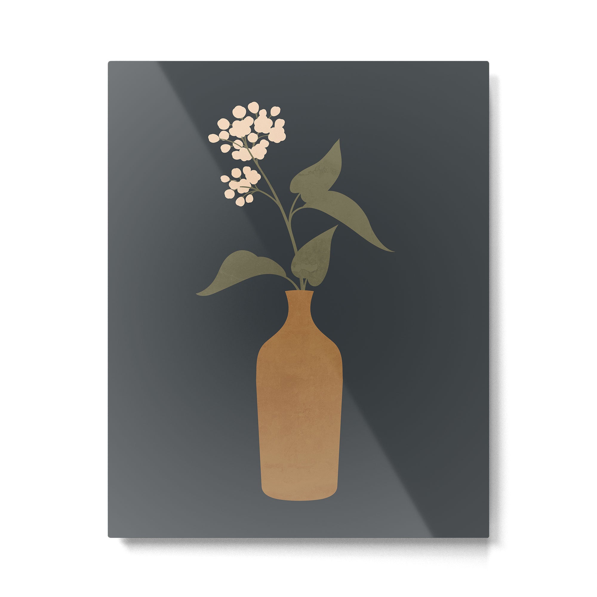Minimal Abstract Art Vase Flower 10 Metal Print | TeksDecor