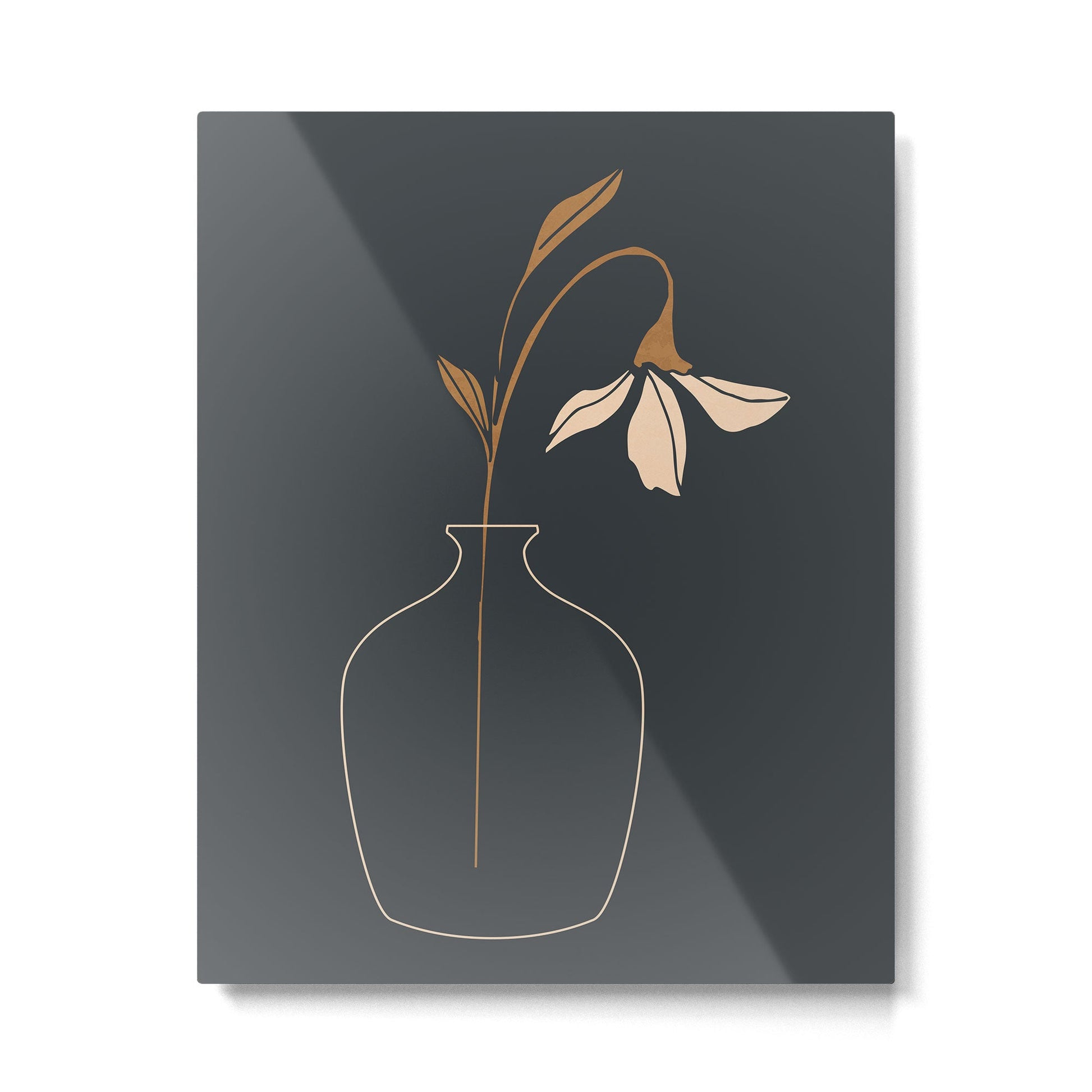 Minimal Abstract Art Vase Flower 6 Metal Print | TeksDecor