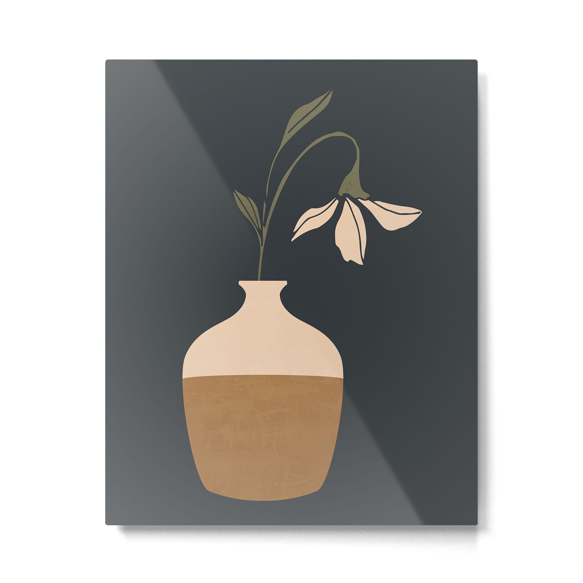 Minimal Abstract Art Vase Flower 9 Metal Print | TeksDecor
