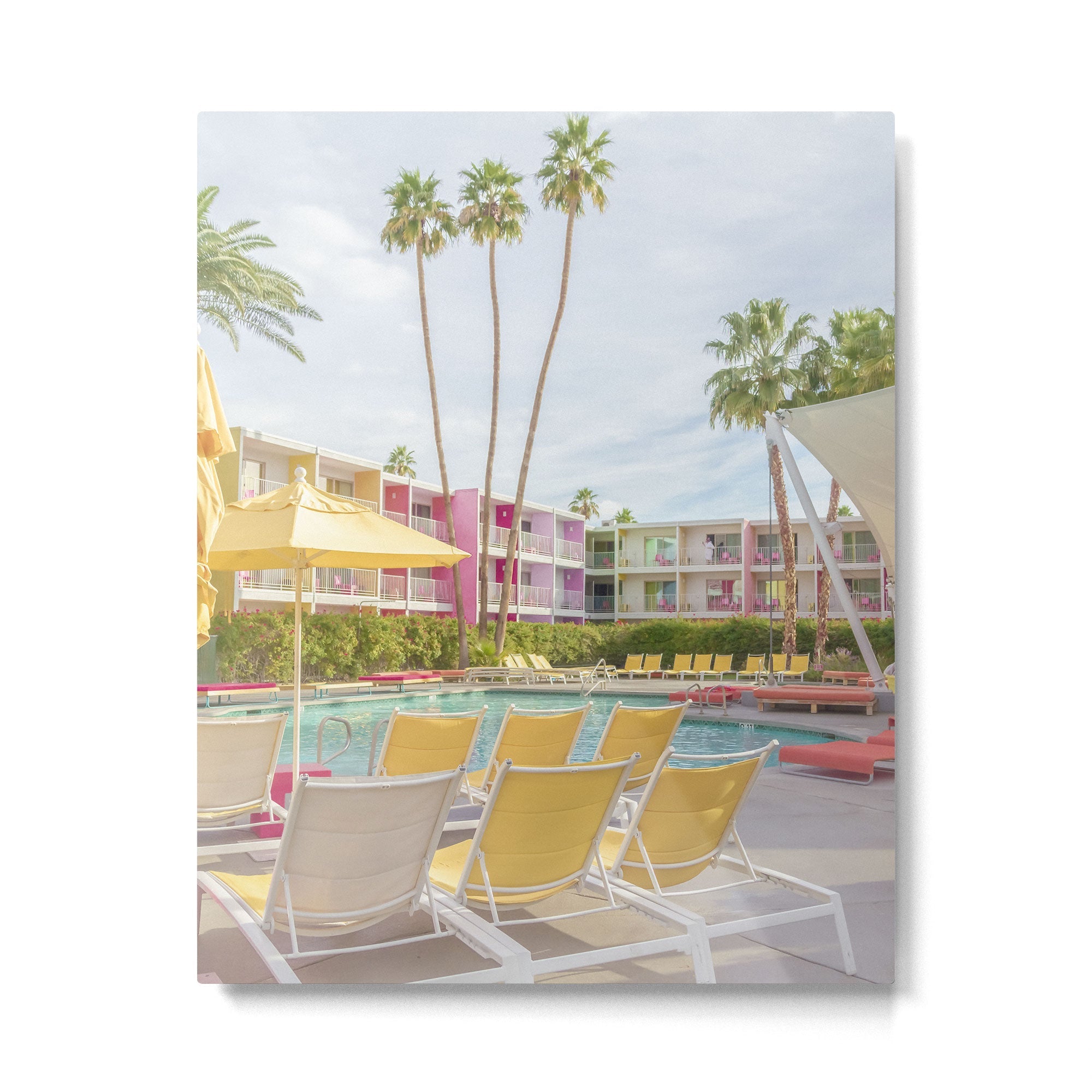 Poolside at the Saguaro Hotel Panorama - Palm Springs, California Metal Print | TeksDecor