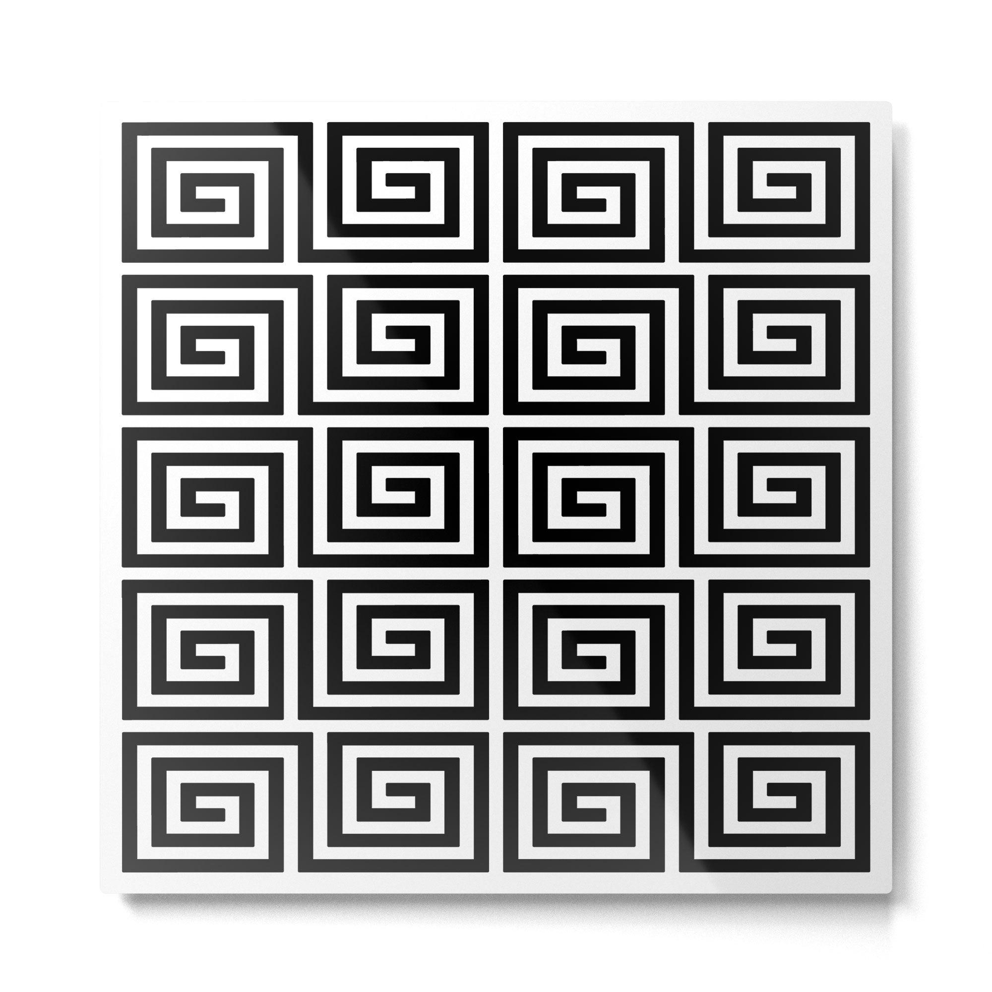 Greek Key Pattern 122 Black and White Metal Print | TeksDecor