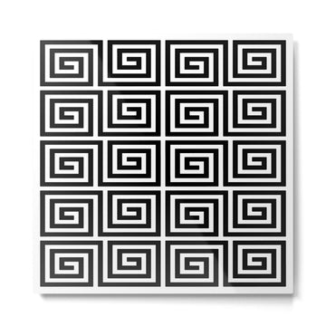 Greek Key Pattern 122 Black and White Metal Print | TeksDecor