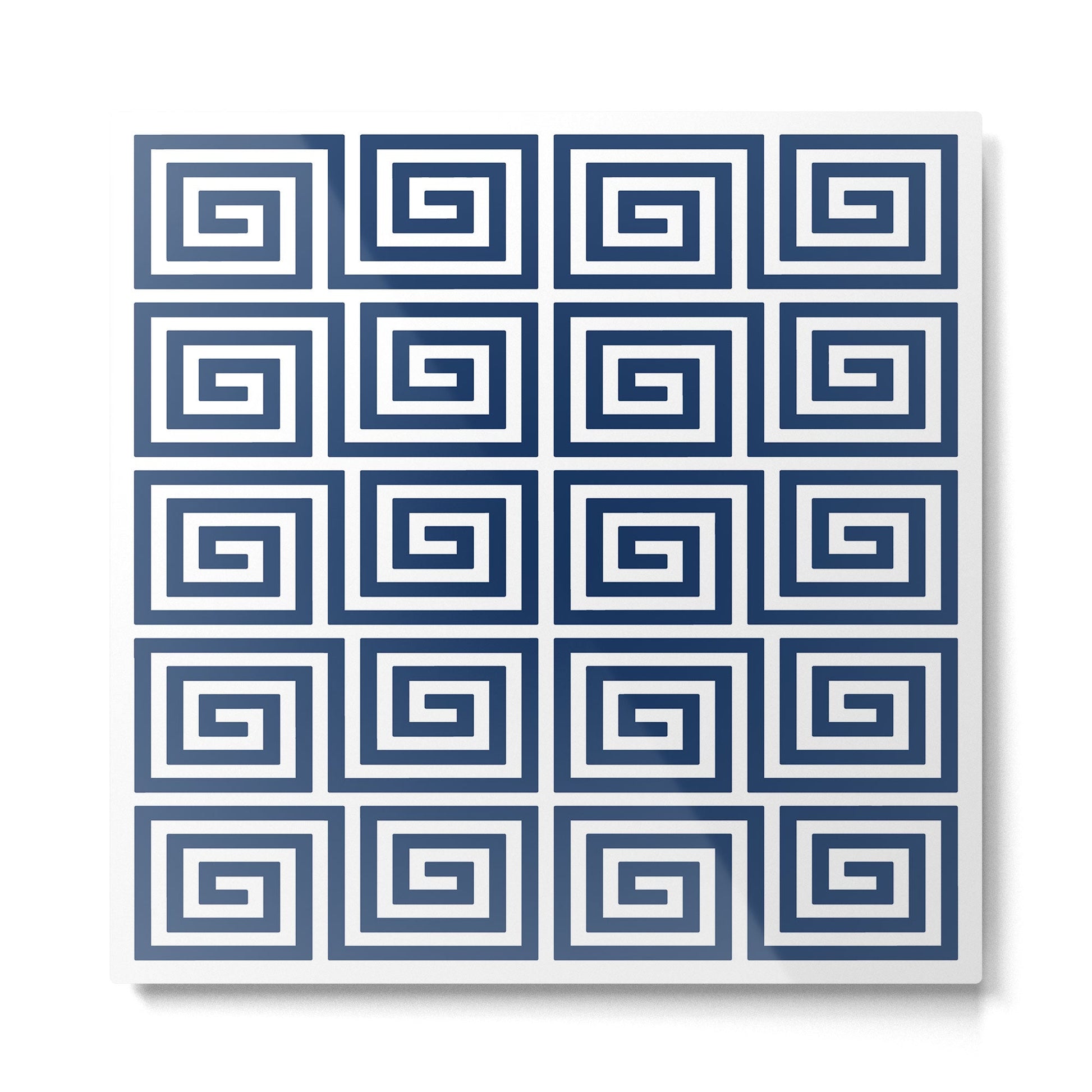 Greek Key Pattern 125 Navy Blue Metal Print | TeksDecor