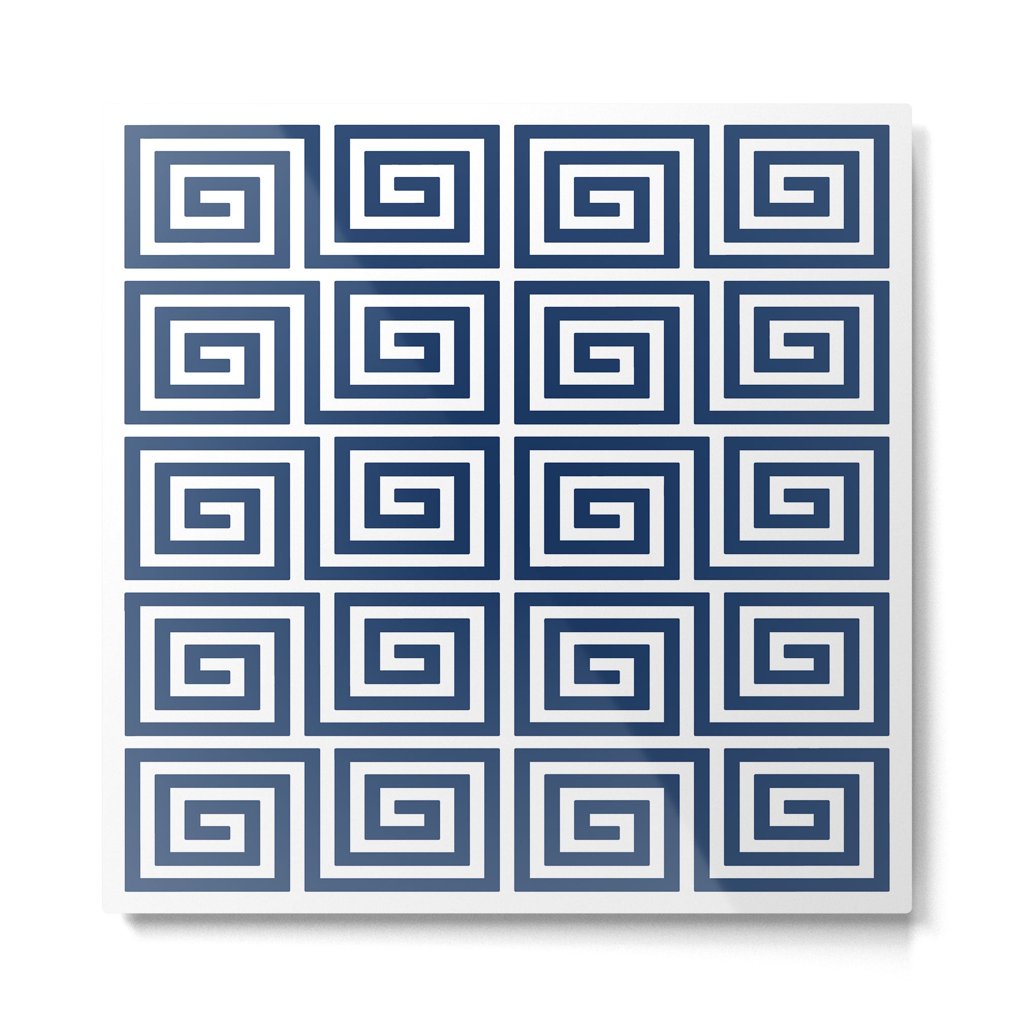 Greek Key Pattern 125 Navy Blue Metal Print | TeksDecor