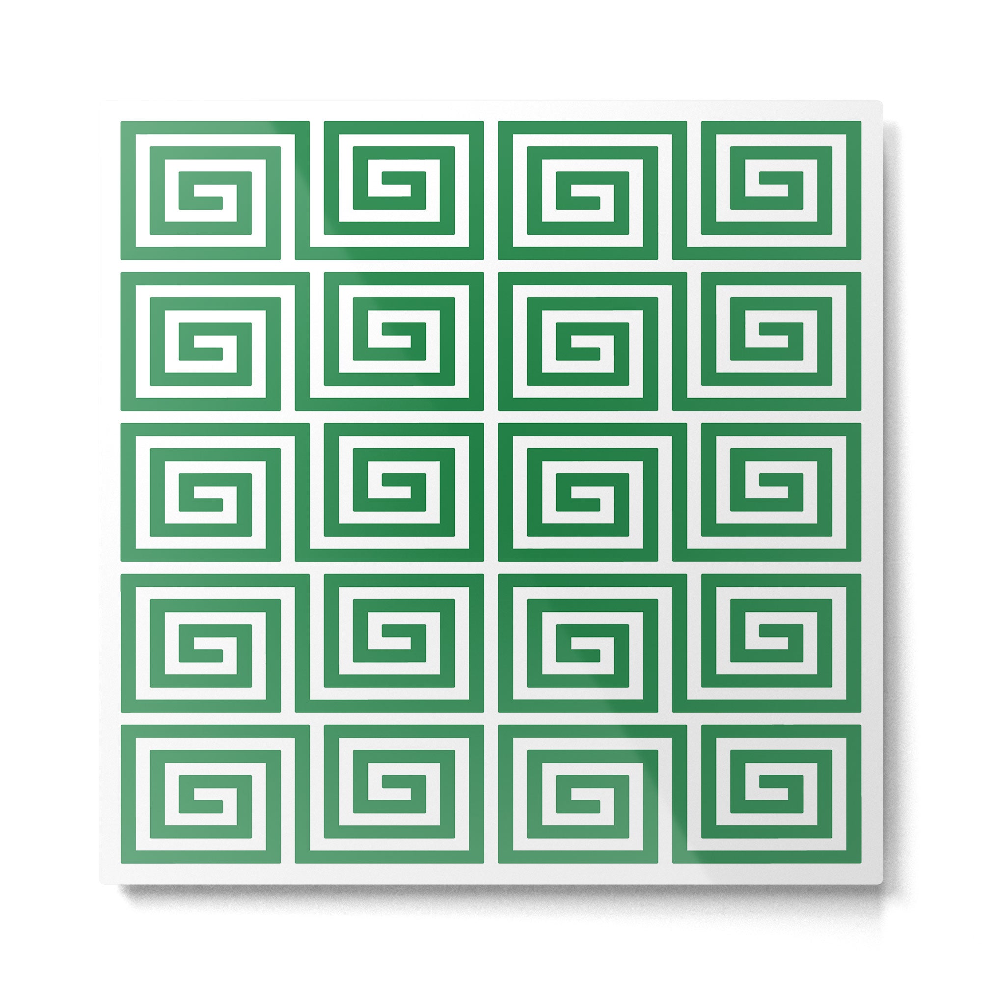 Greek Key Pattern 130 Green Metal Print | TeksDecor